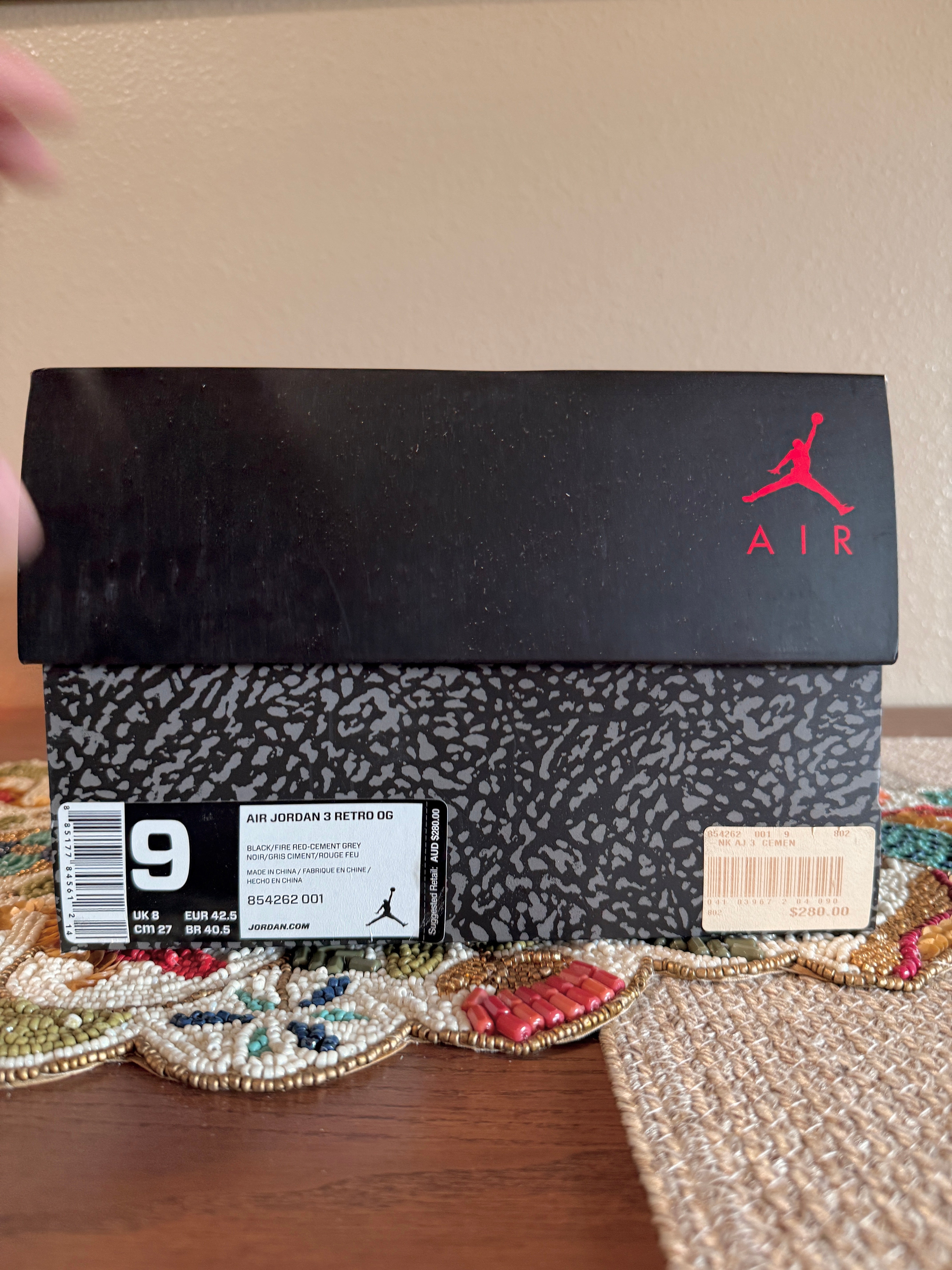Jordan 3 Retro Black Cement (2018) Size 9 USED