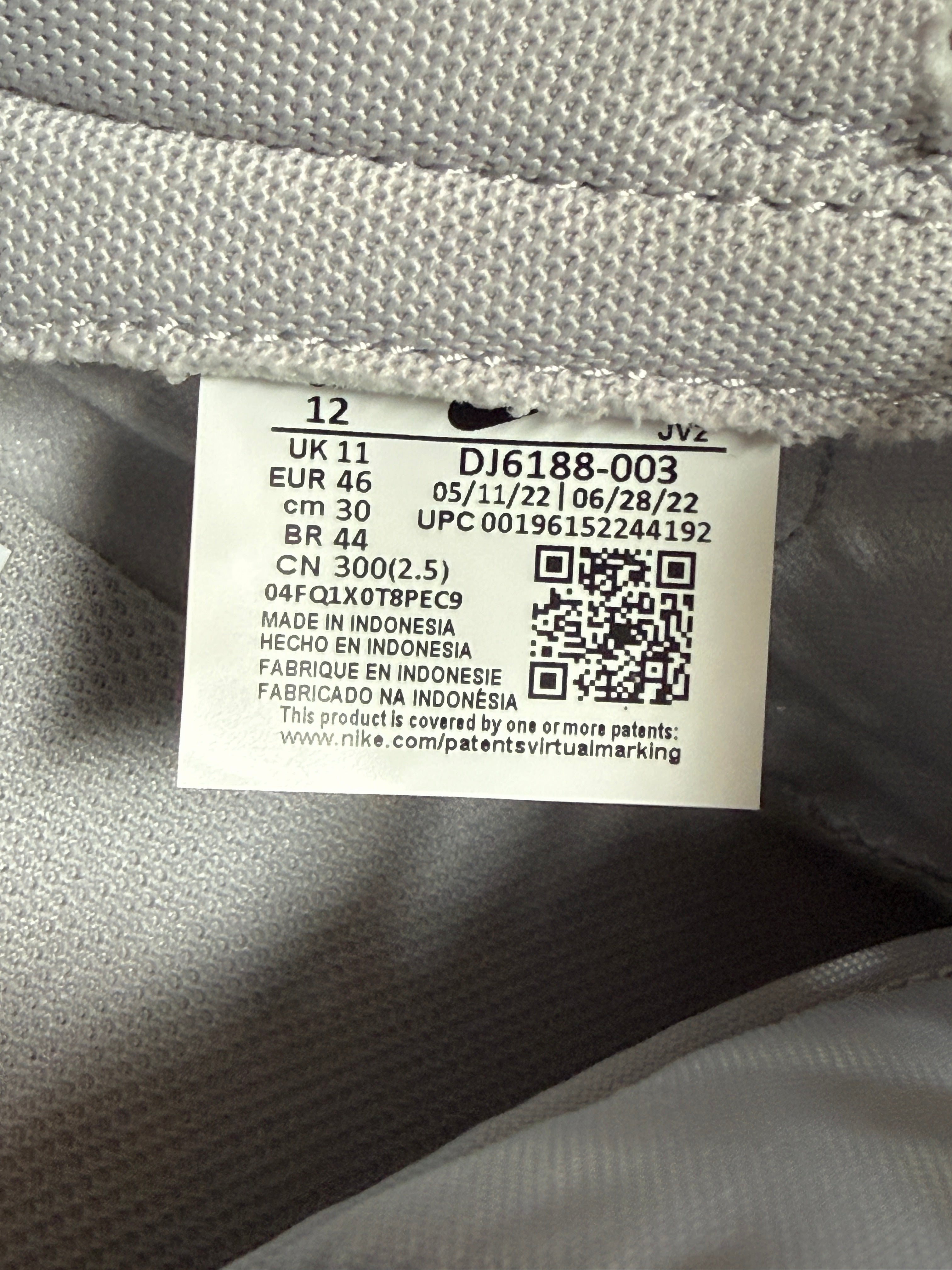 Nike Dunk Low Retro White Grey Size 12