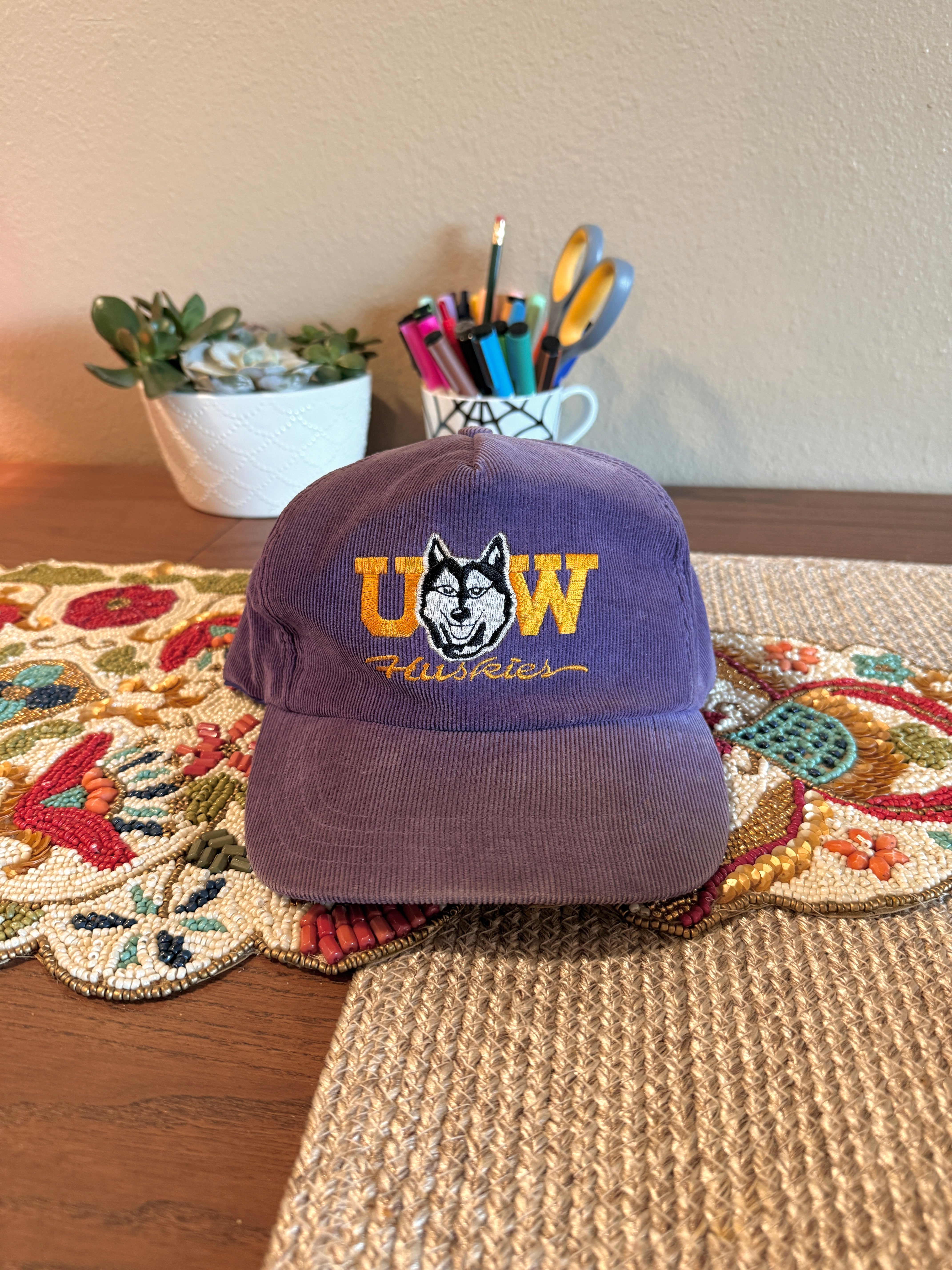 80s UW Huskies Corduroy Snapback Purple