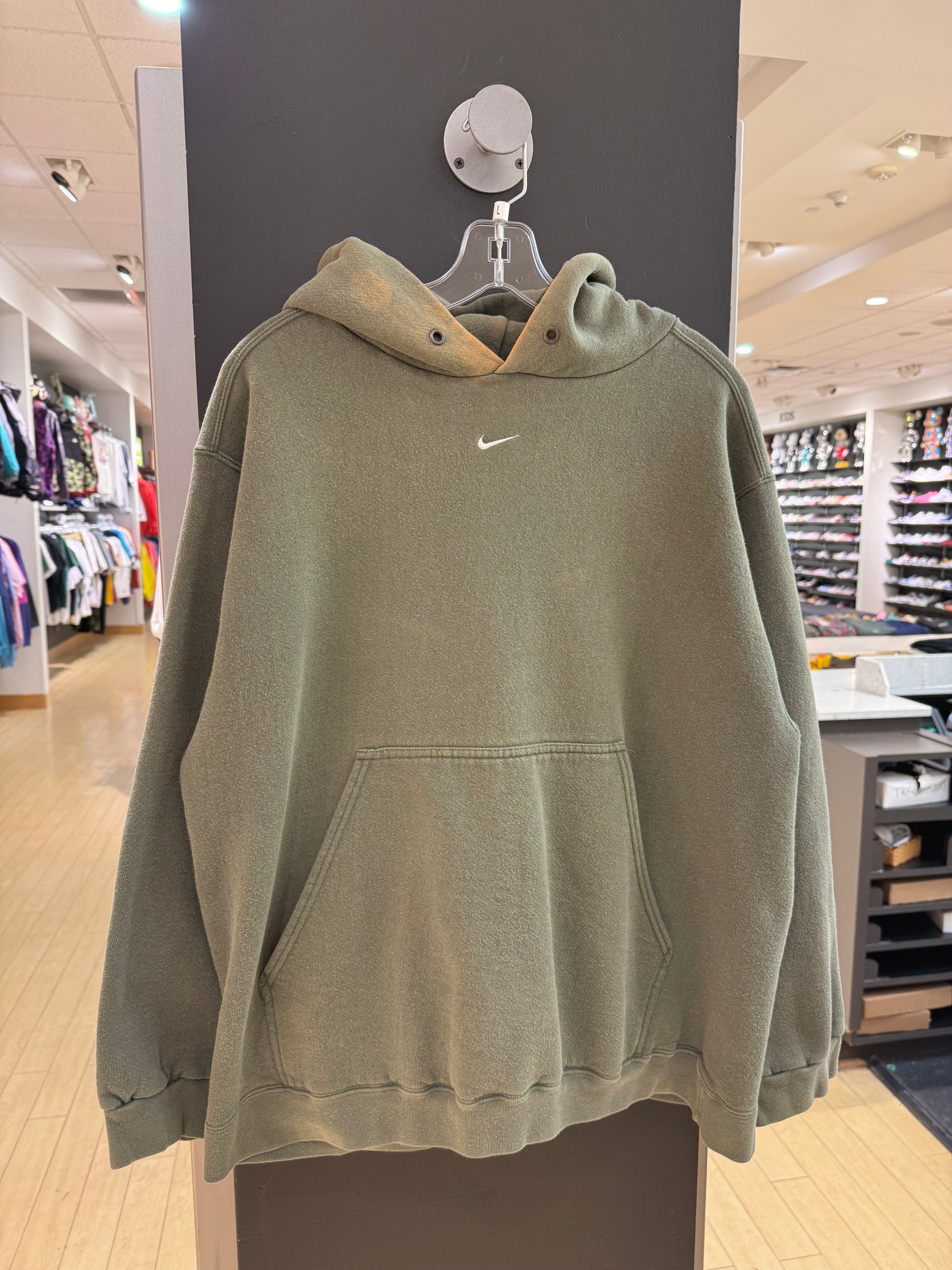 90s Nike Center Swoosh Hoodie Olive Green Sz L