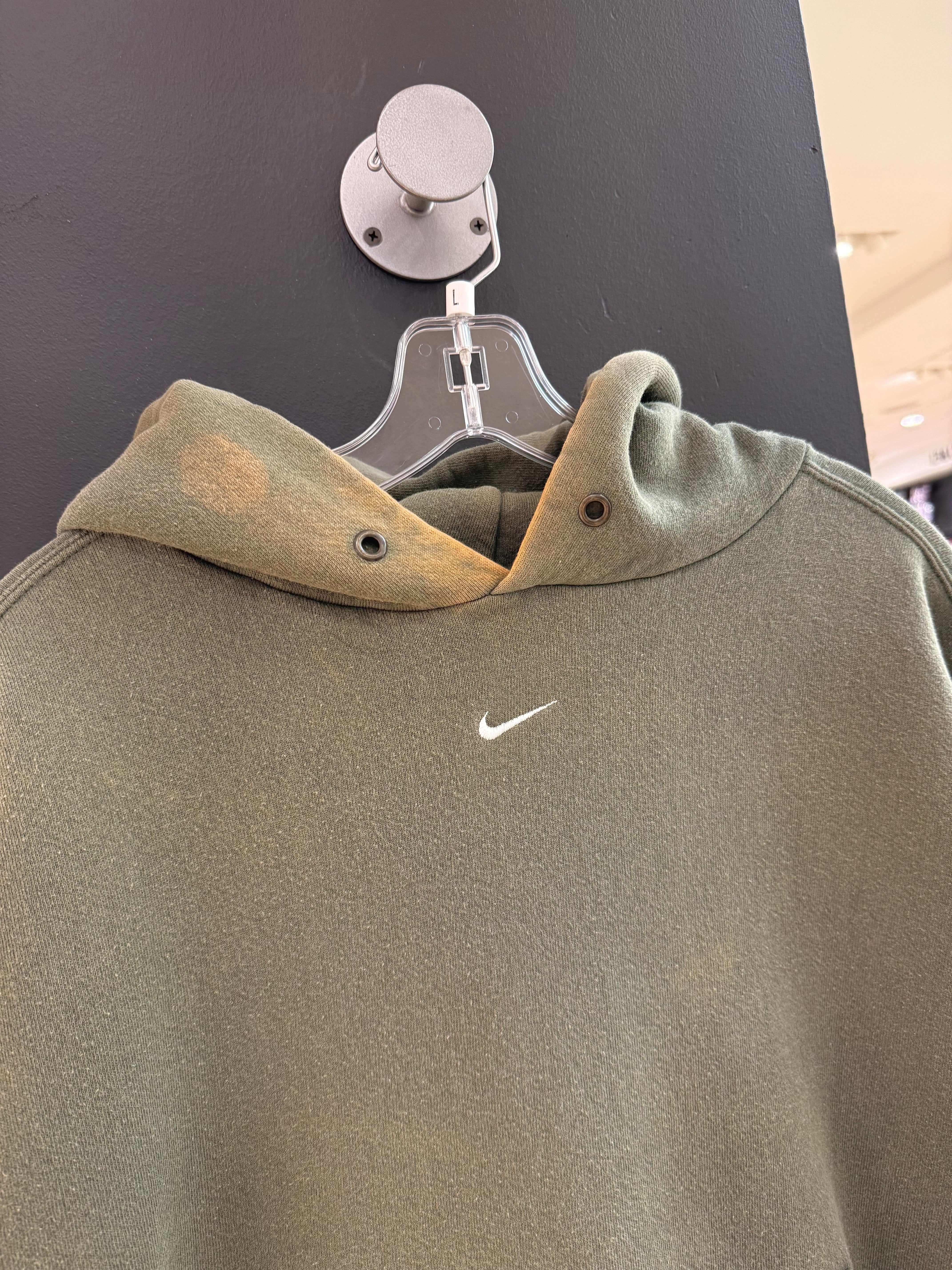 90s Nike Center Swoosh Hoodie Olive Green Sz L