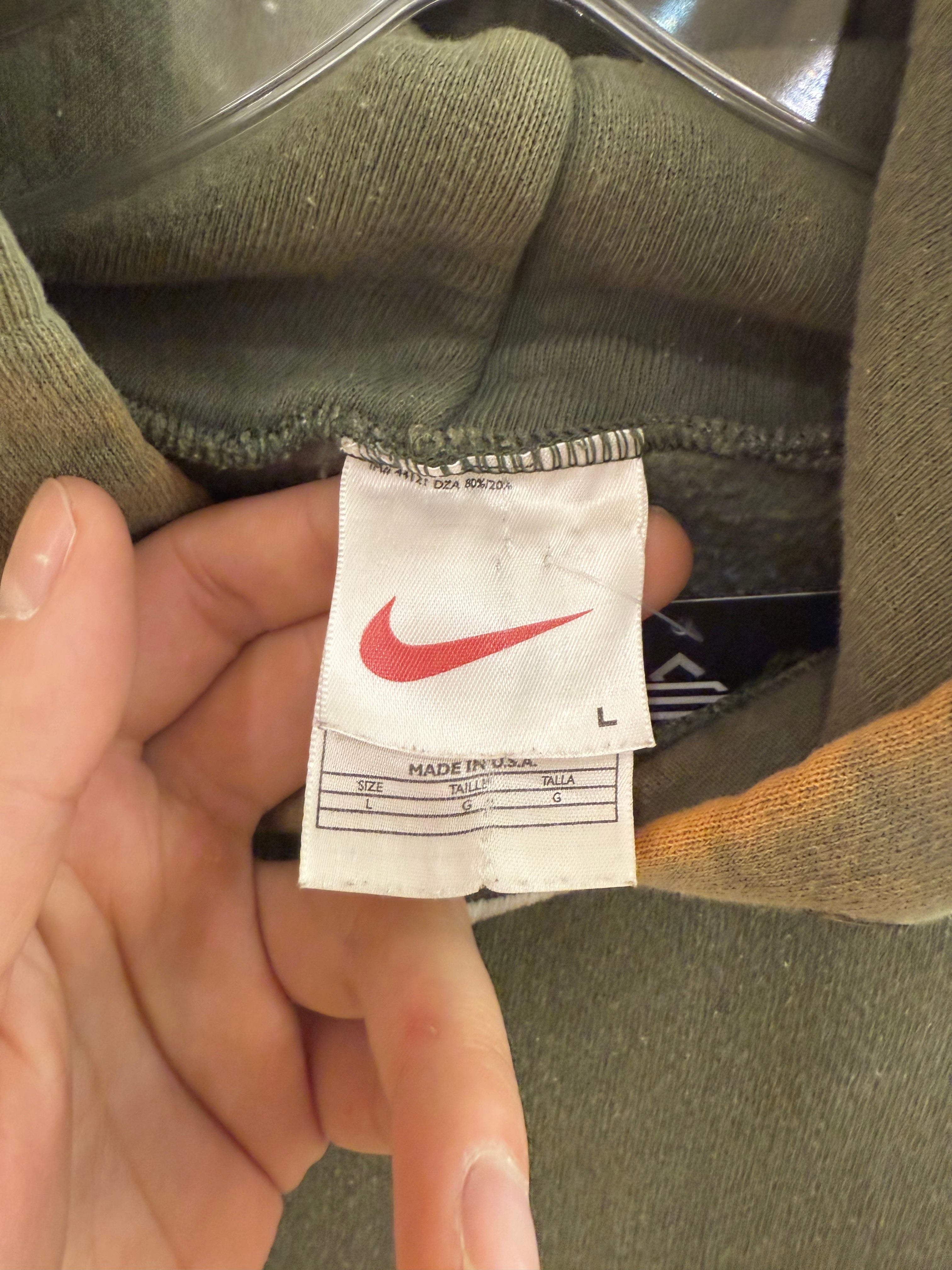 90s Nike Center Swoosh Hoodie Olive Green Sz L