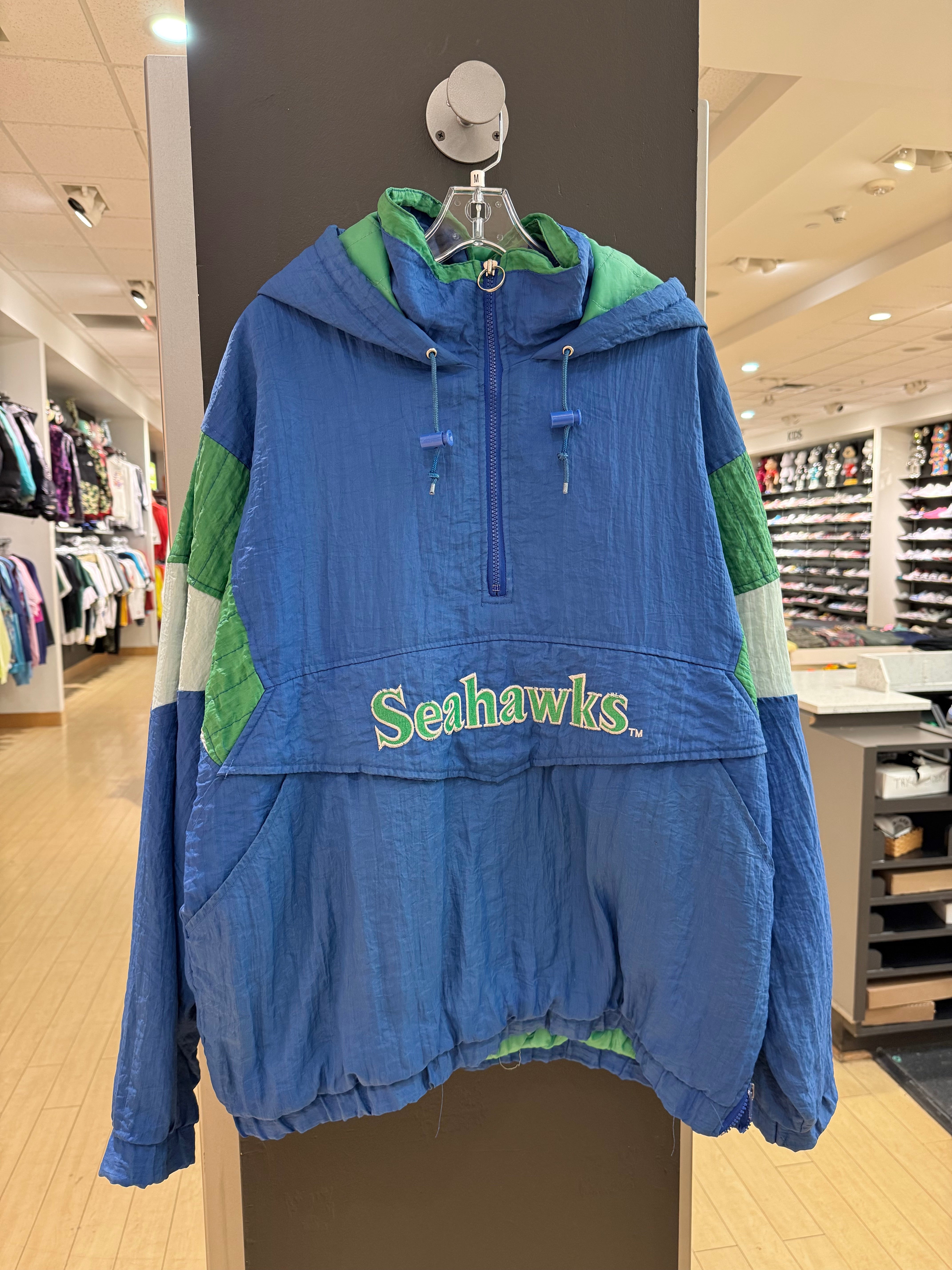 90s Starter Seattle Seahawks Hooded Jacket Sz L