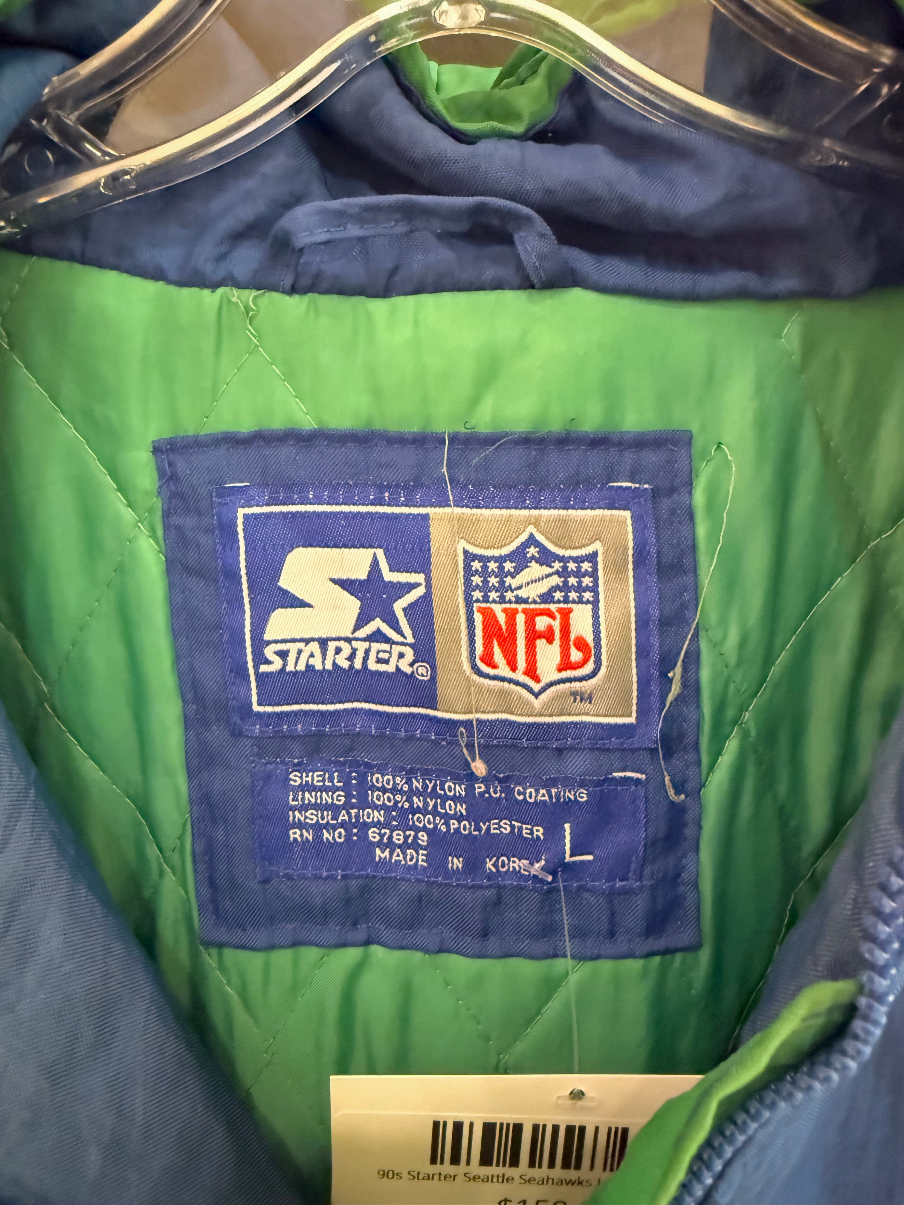 90s Starter Seattle Seahawks Hooded Jacket Sz L