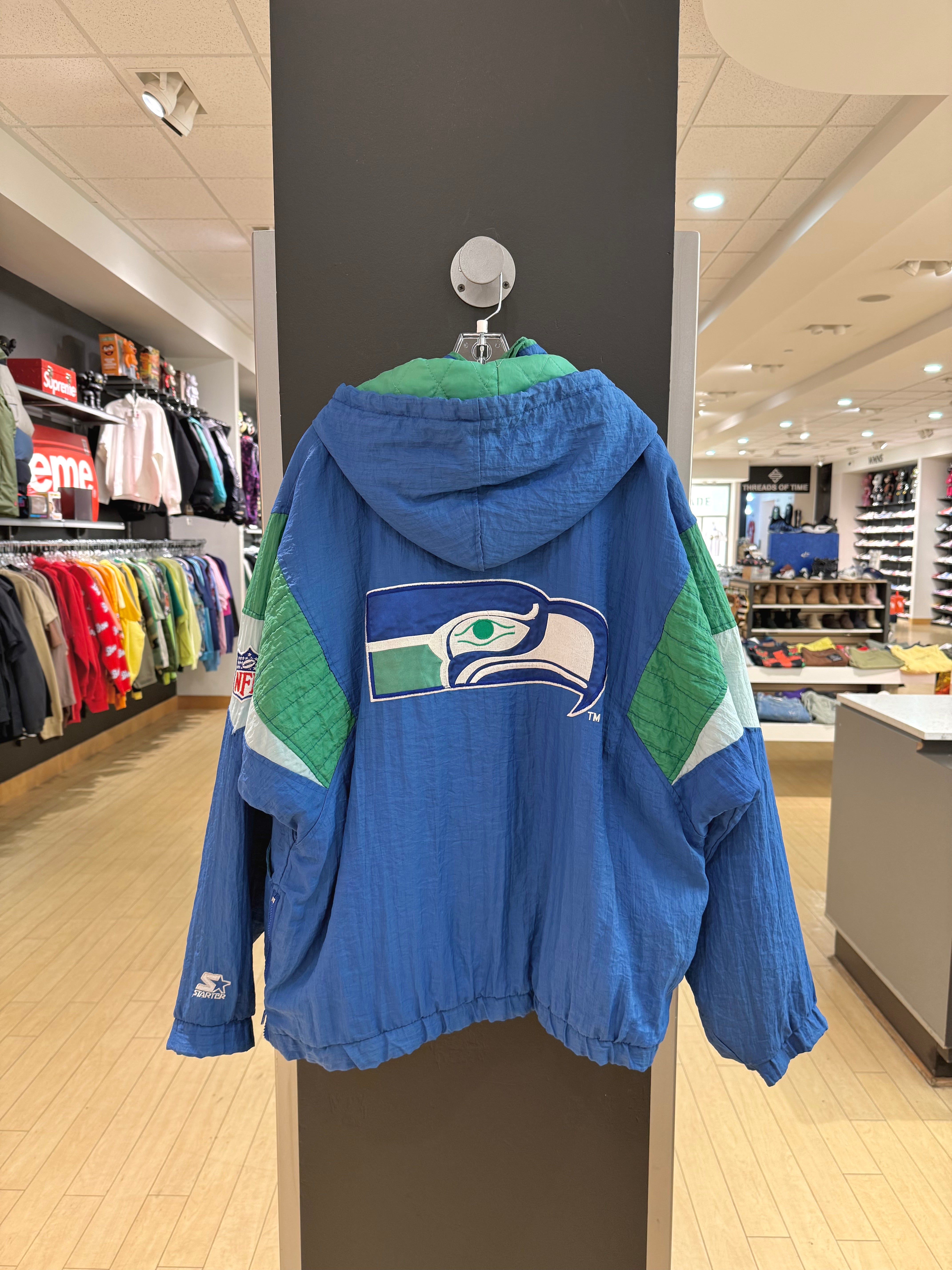 90s Starter Seattle Seahawks Hooded Jacket Sz L