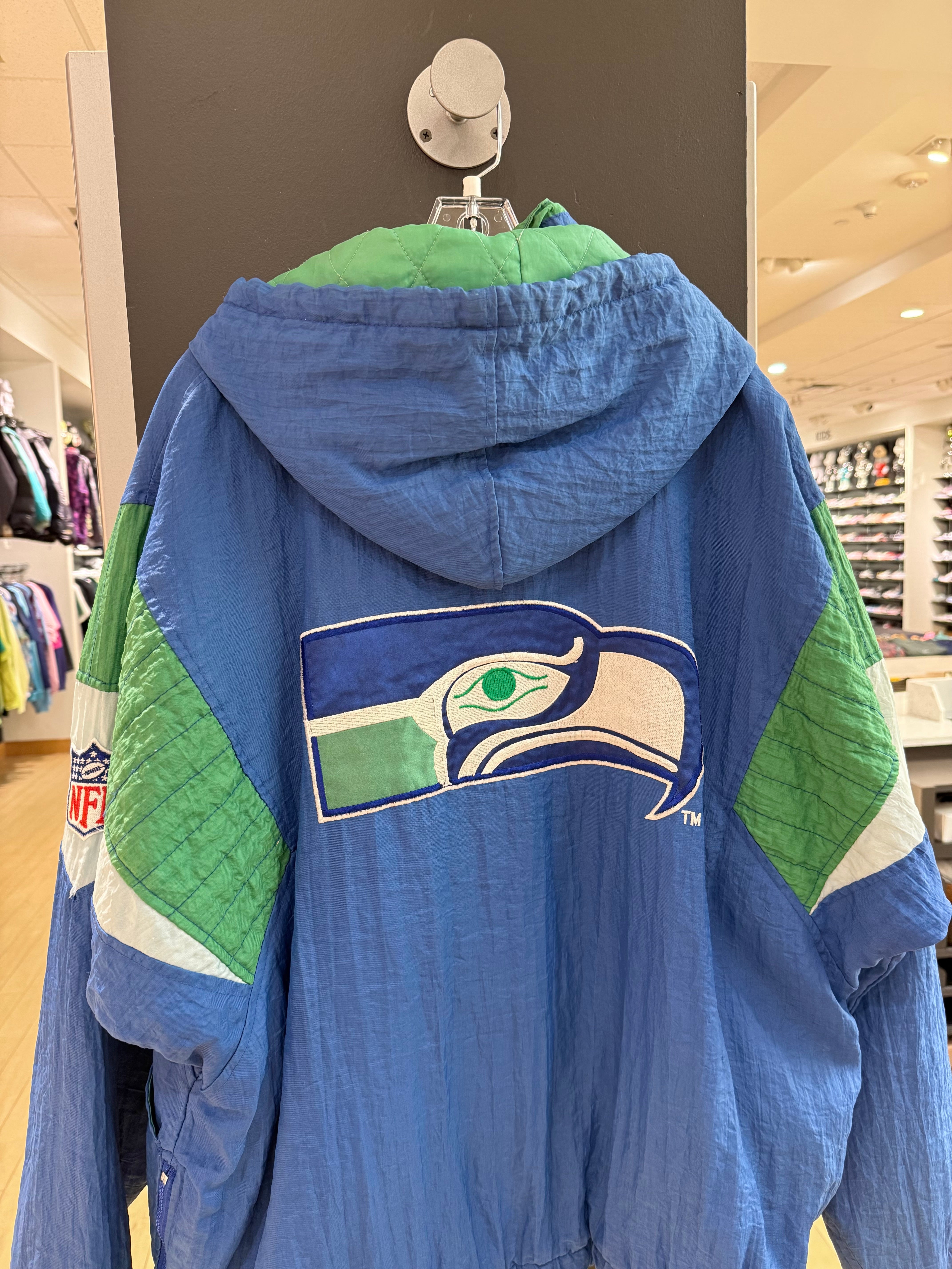 90s Starter Seattle Seahawks Hooded Jacket Sz L