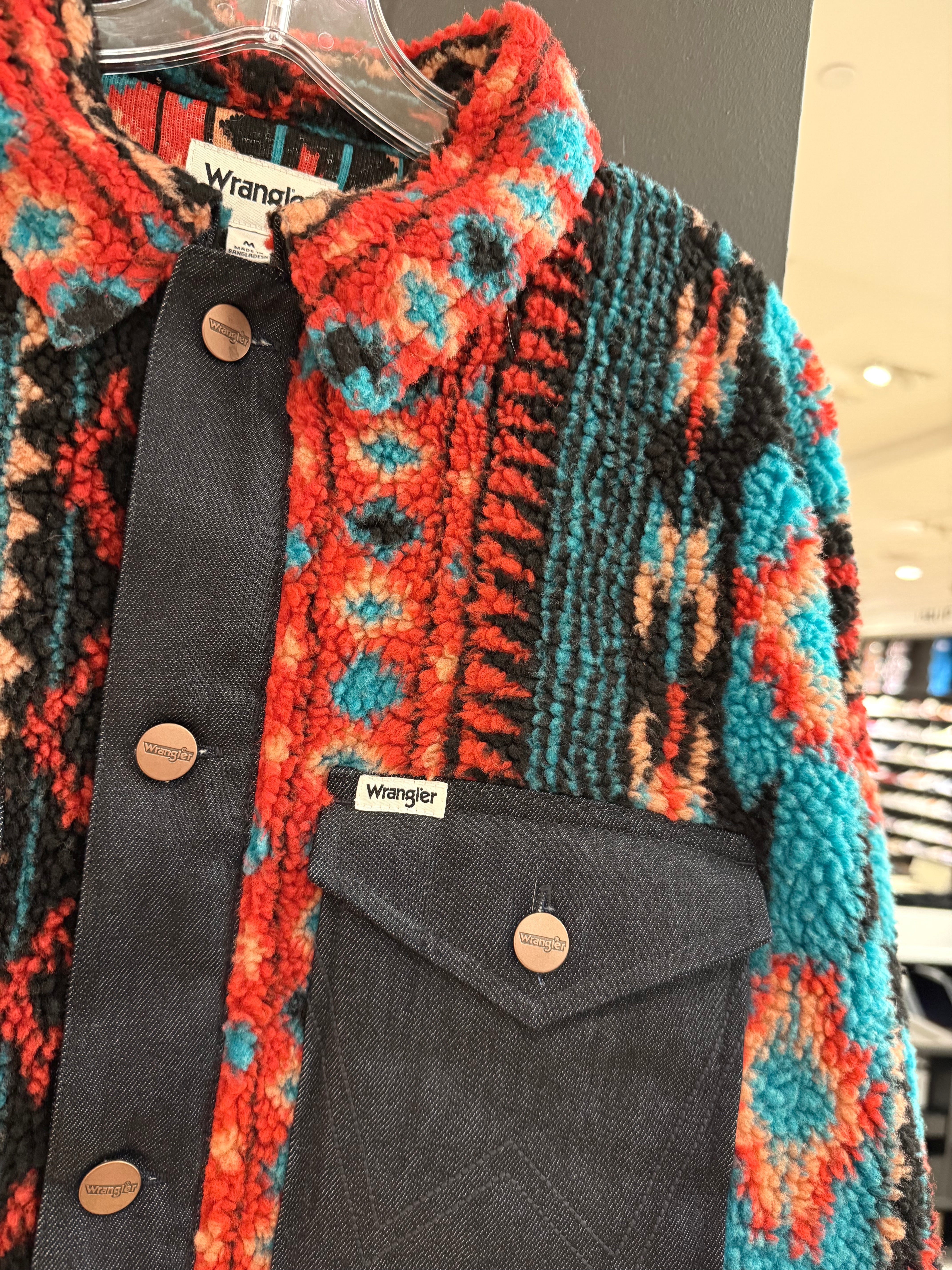 Wrangler Aztec Fleece Jacket Sz M