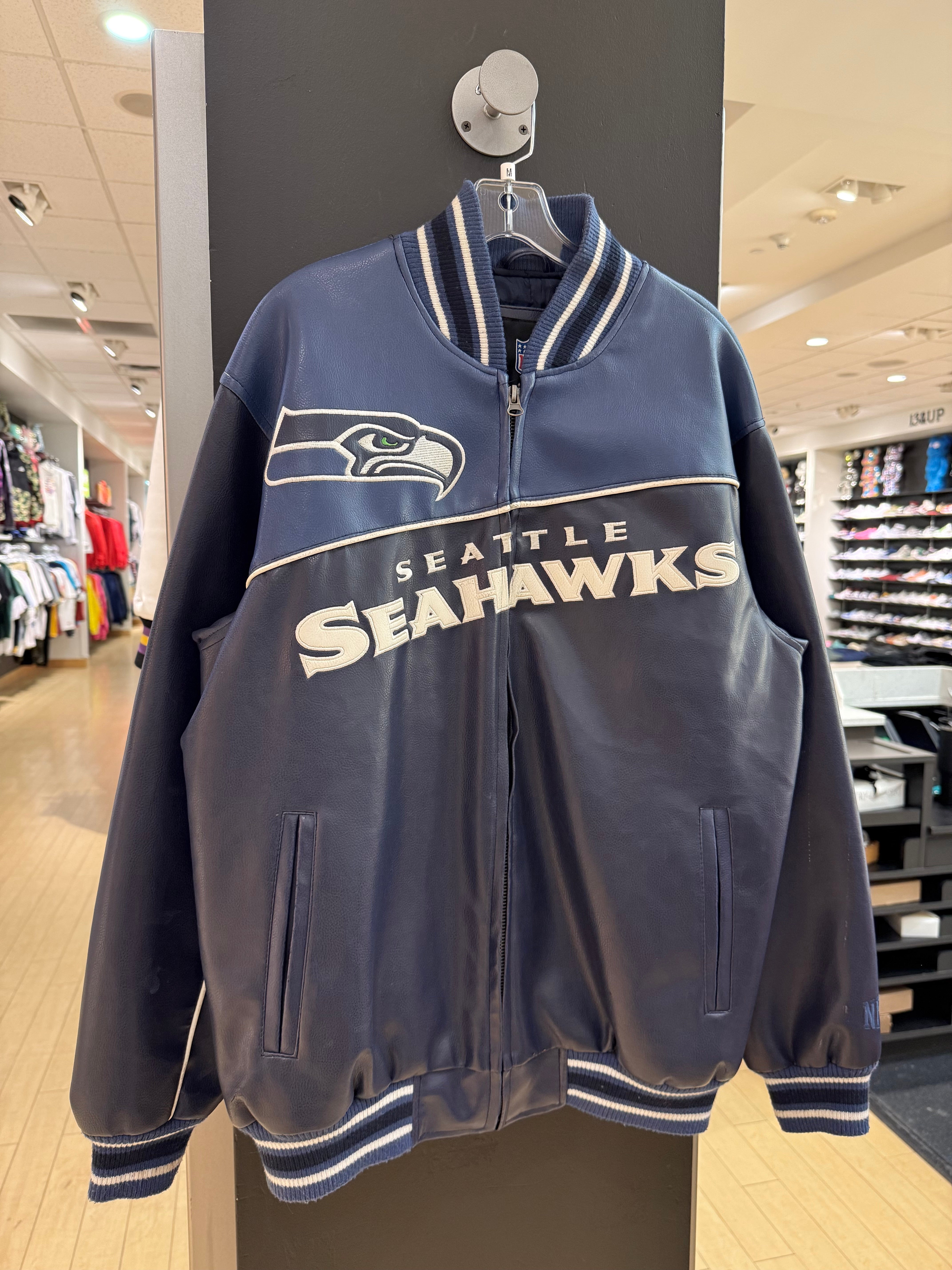 Y2K Seattle Seahawks Leather NFL Jacket Sz M