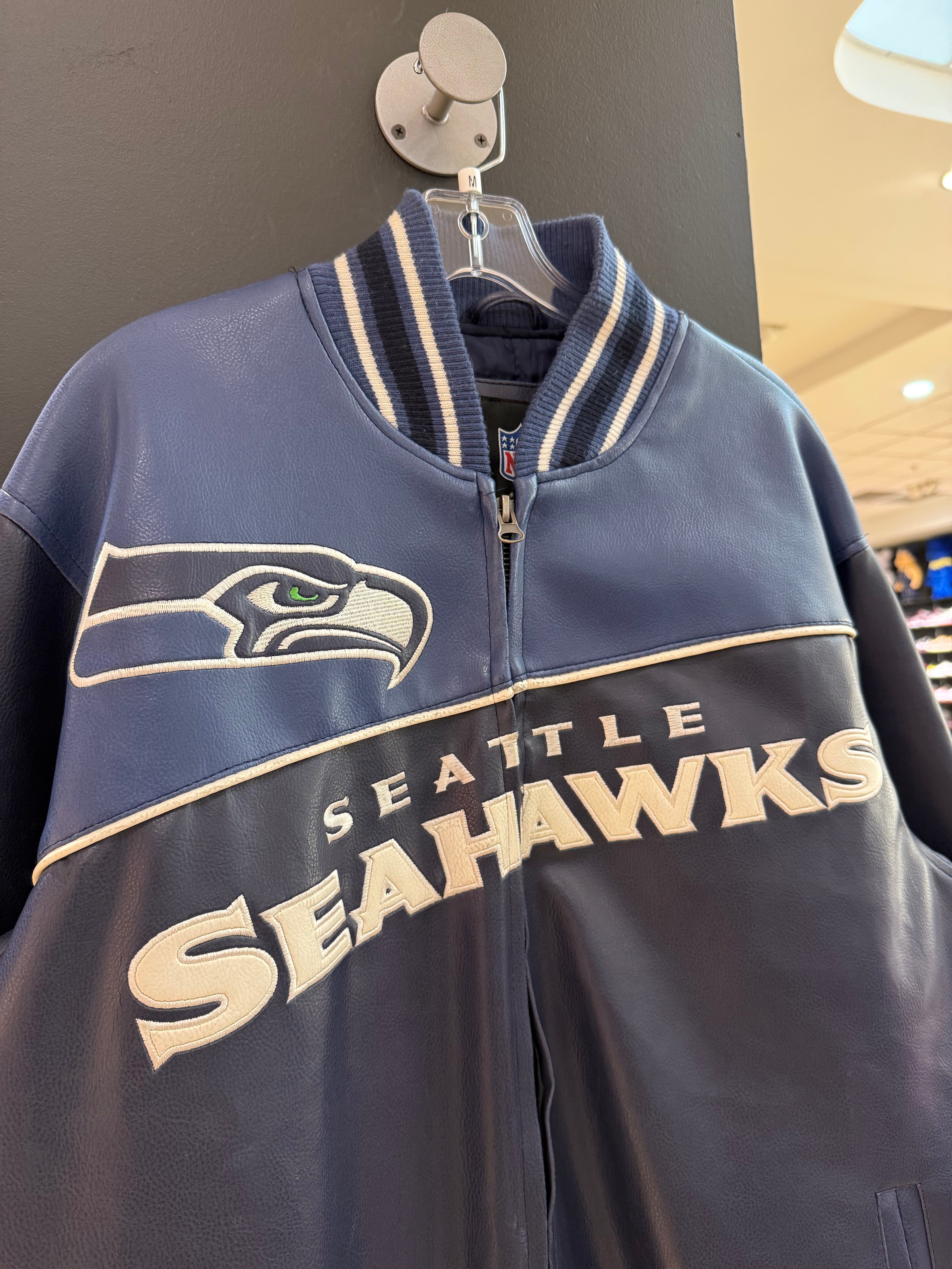 Y2K Seattle Seahawks Leather NFL Jacket Sz M