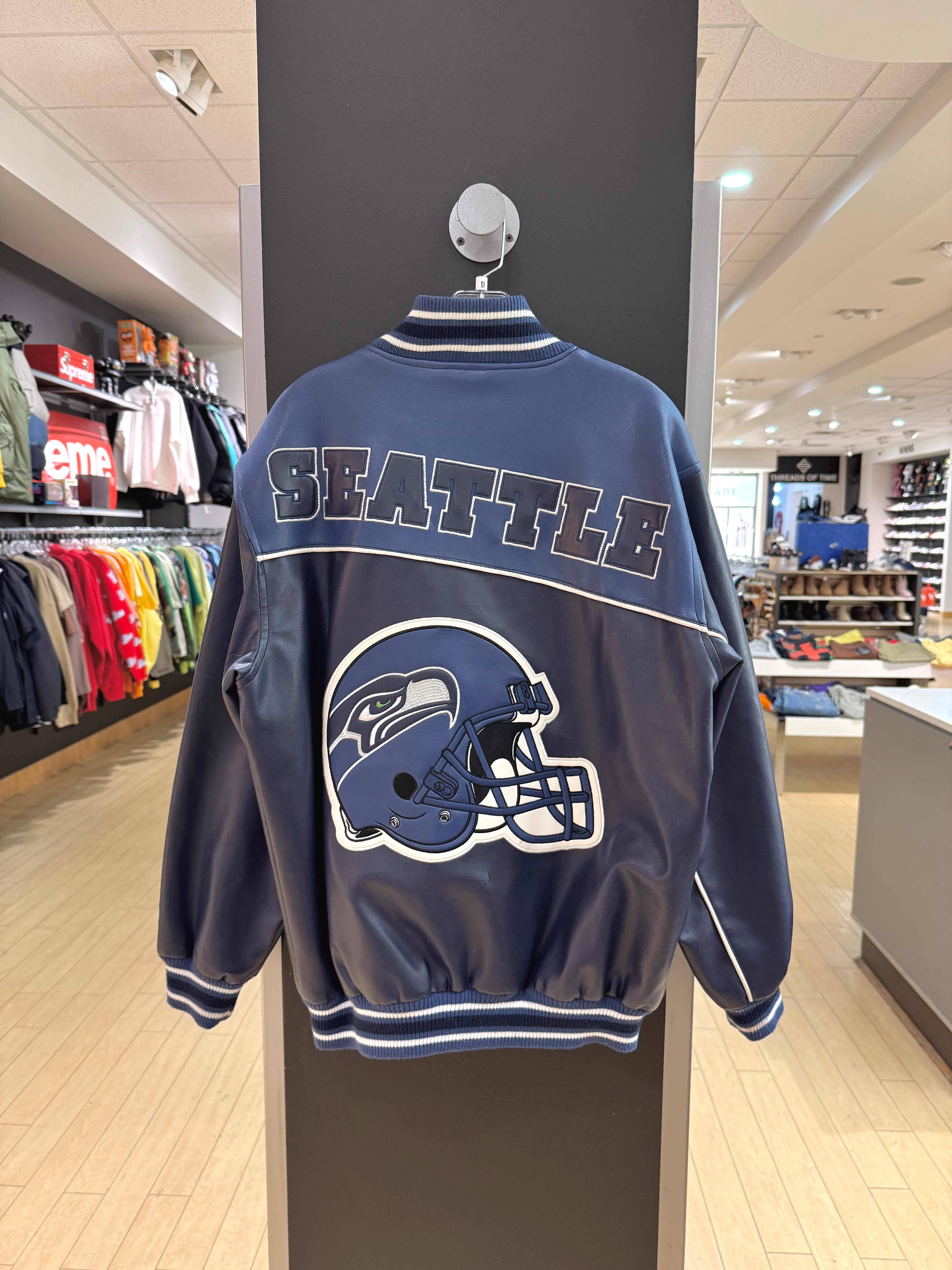 Y2K Seattle Seahawks Leather NFL Jacket Sz M