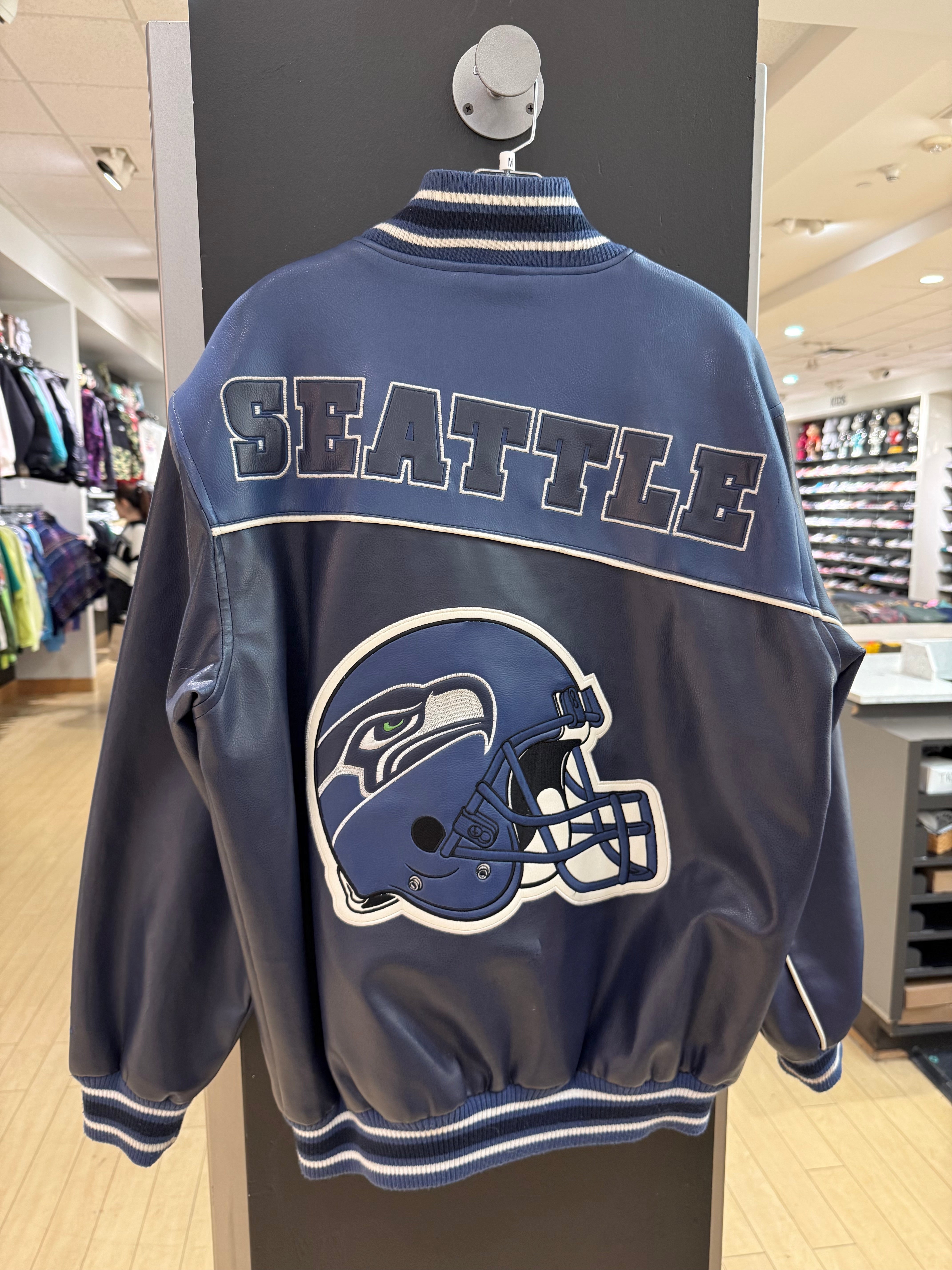 Y2K Seattle Seahawks Leather NFL Jacket Sz M