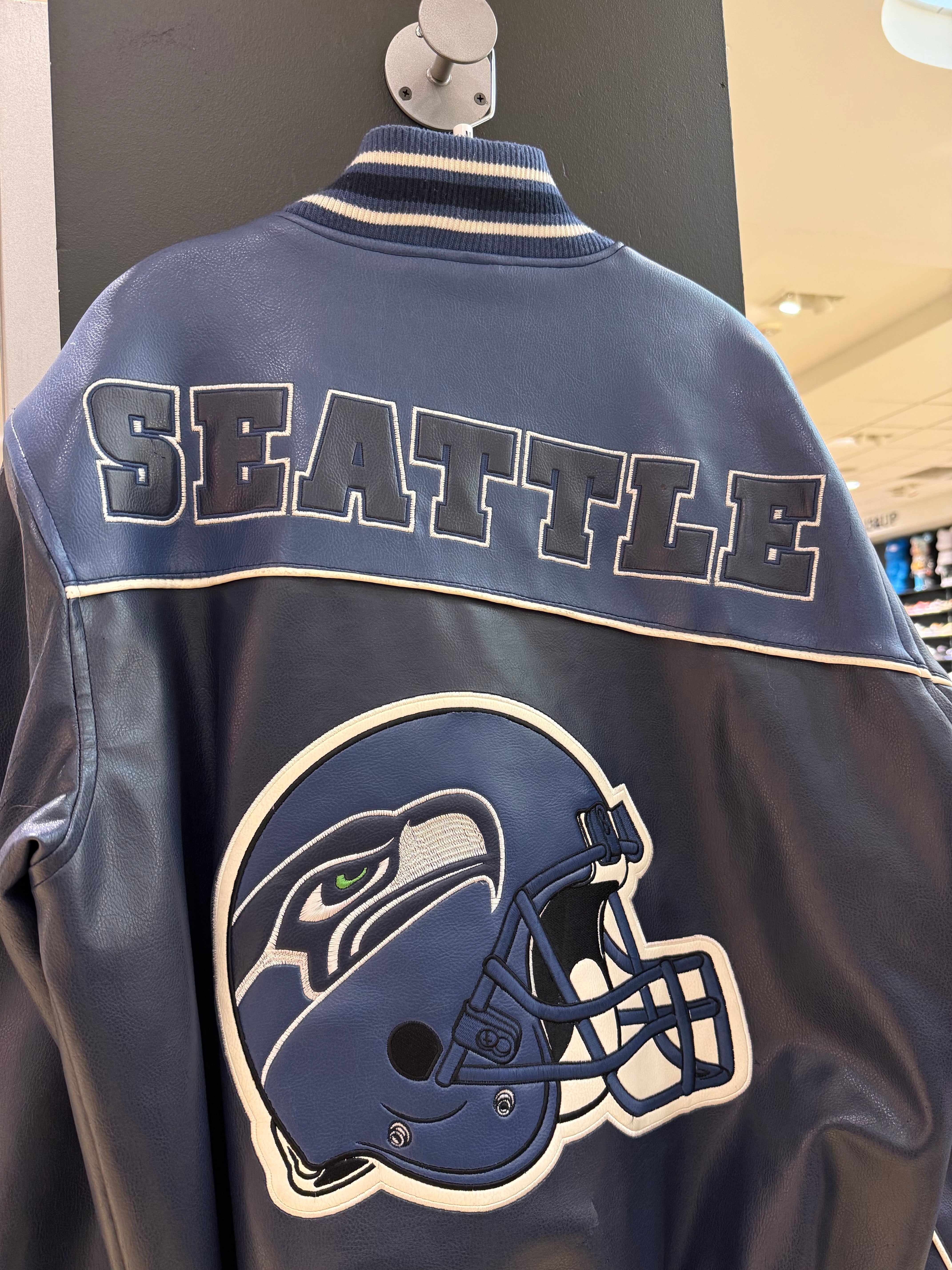 Y2K Seattle Seahawks Leather NFL Jacket Sz M
