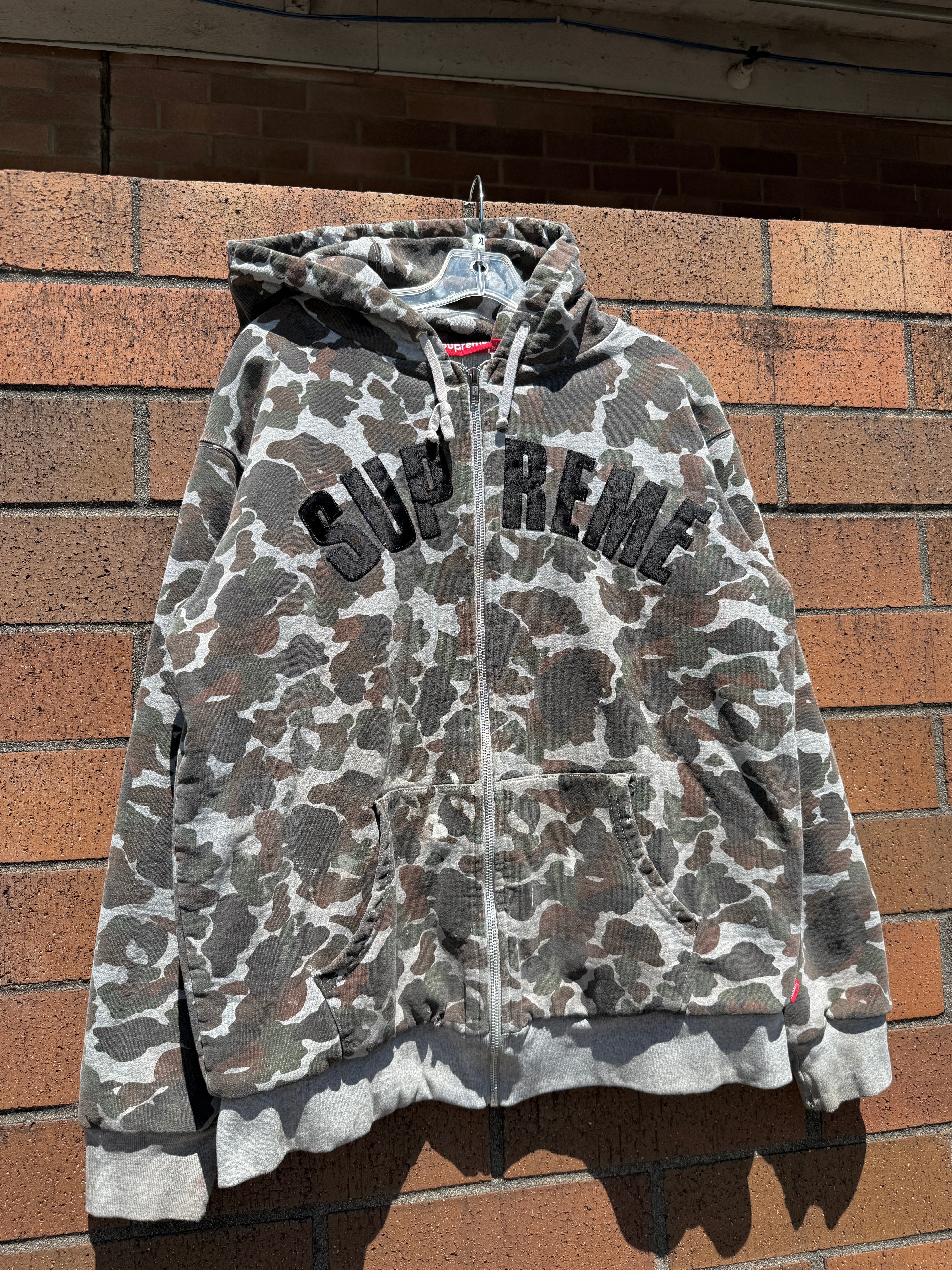 Supreme Arc Logo Thermal Zip Up Hoodie Camo FW12 Size XL