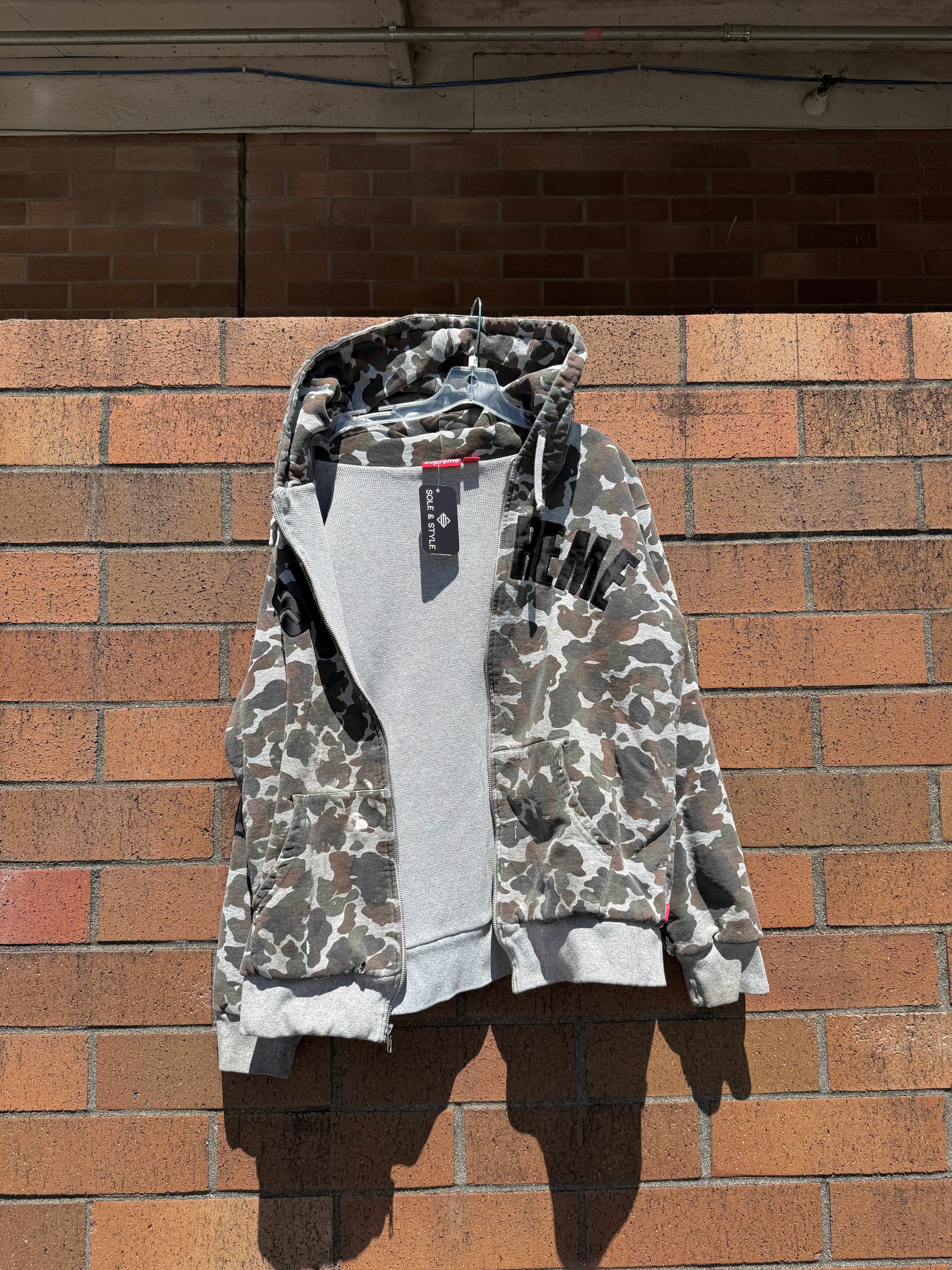 Supreme Arc Logo Thermal Zip Up Hoodie Camo FW12 Size XL