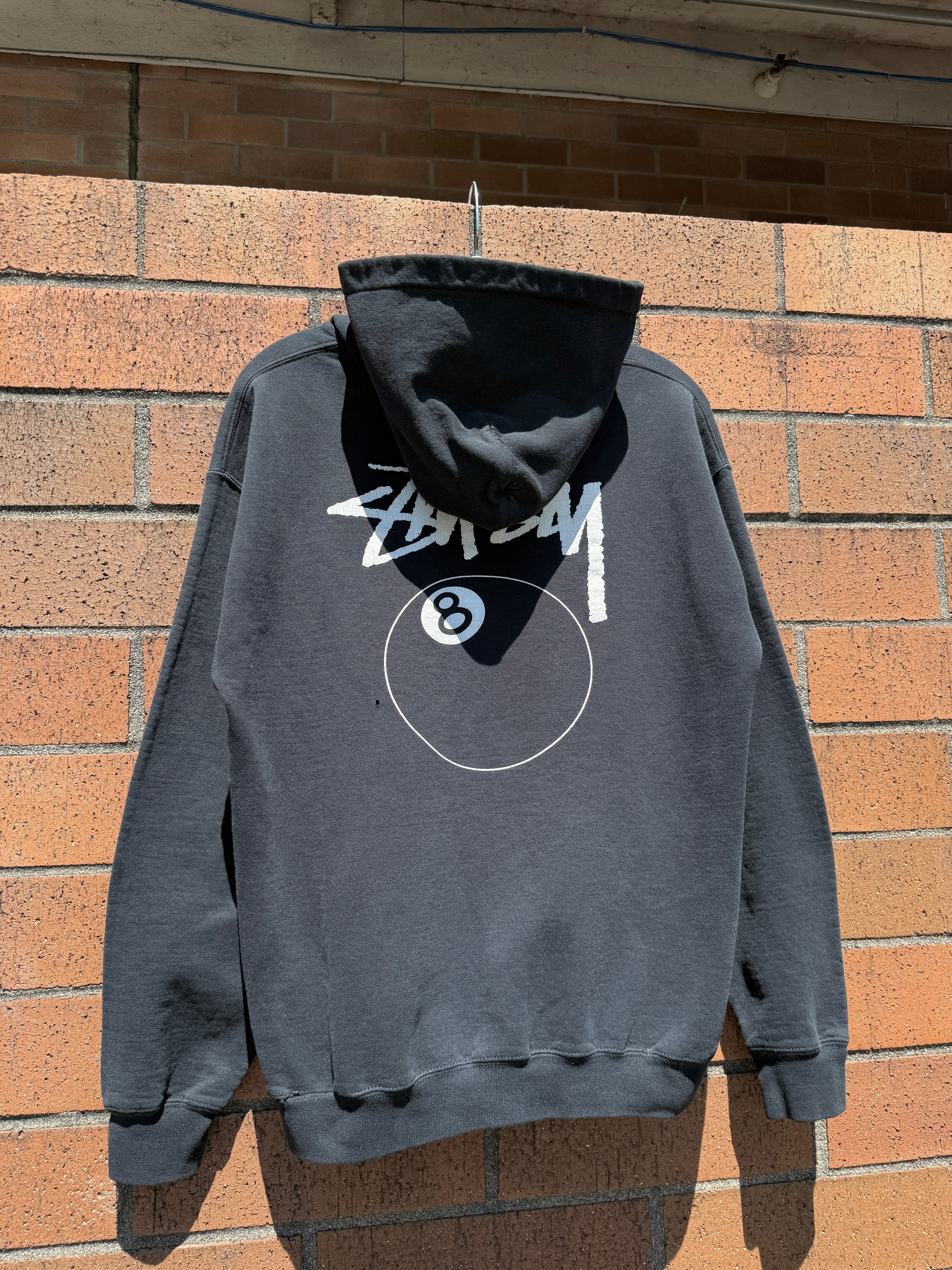 Y2K Stussy 8 Ball Hoodie Black Size M