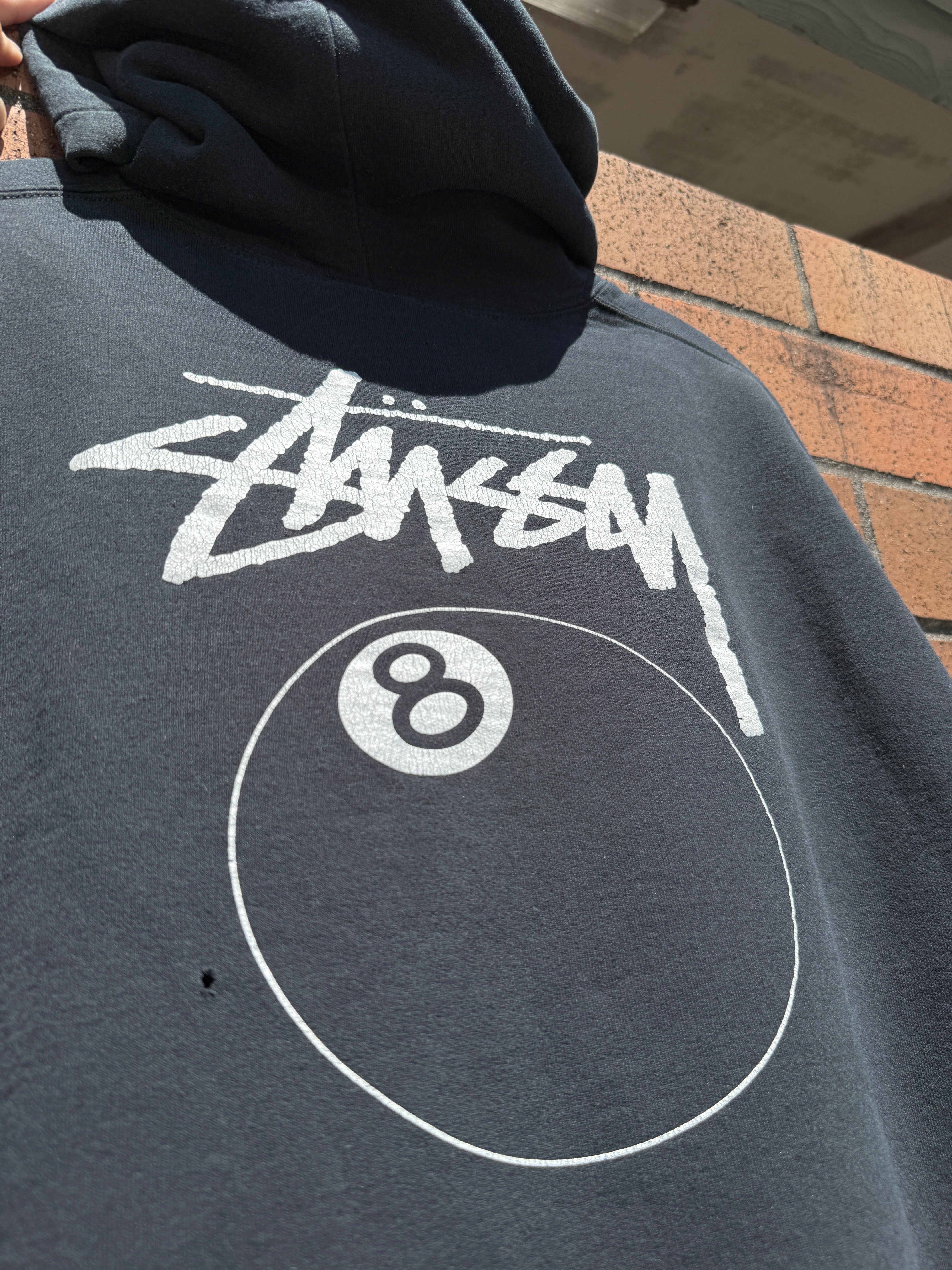 Y2K Stussy 8 Ball Hoodie Black Size M