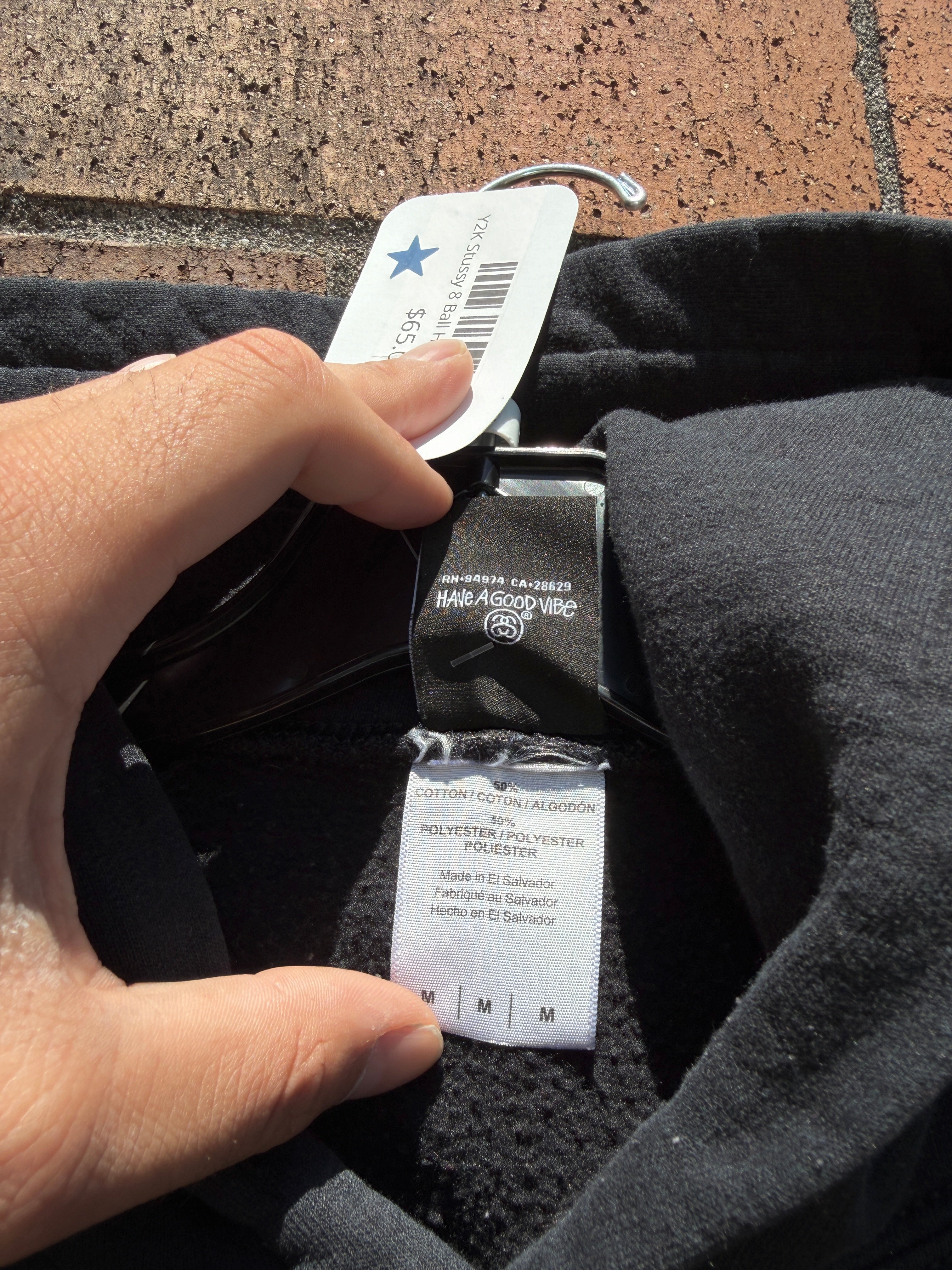 Y2K Stussy 8 Ball Hoodie Black Size M