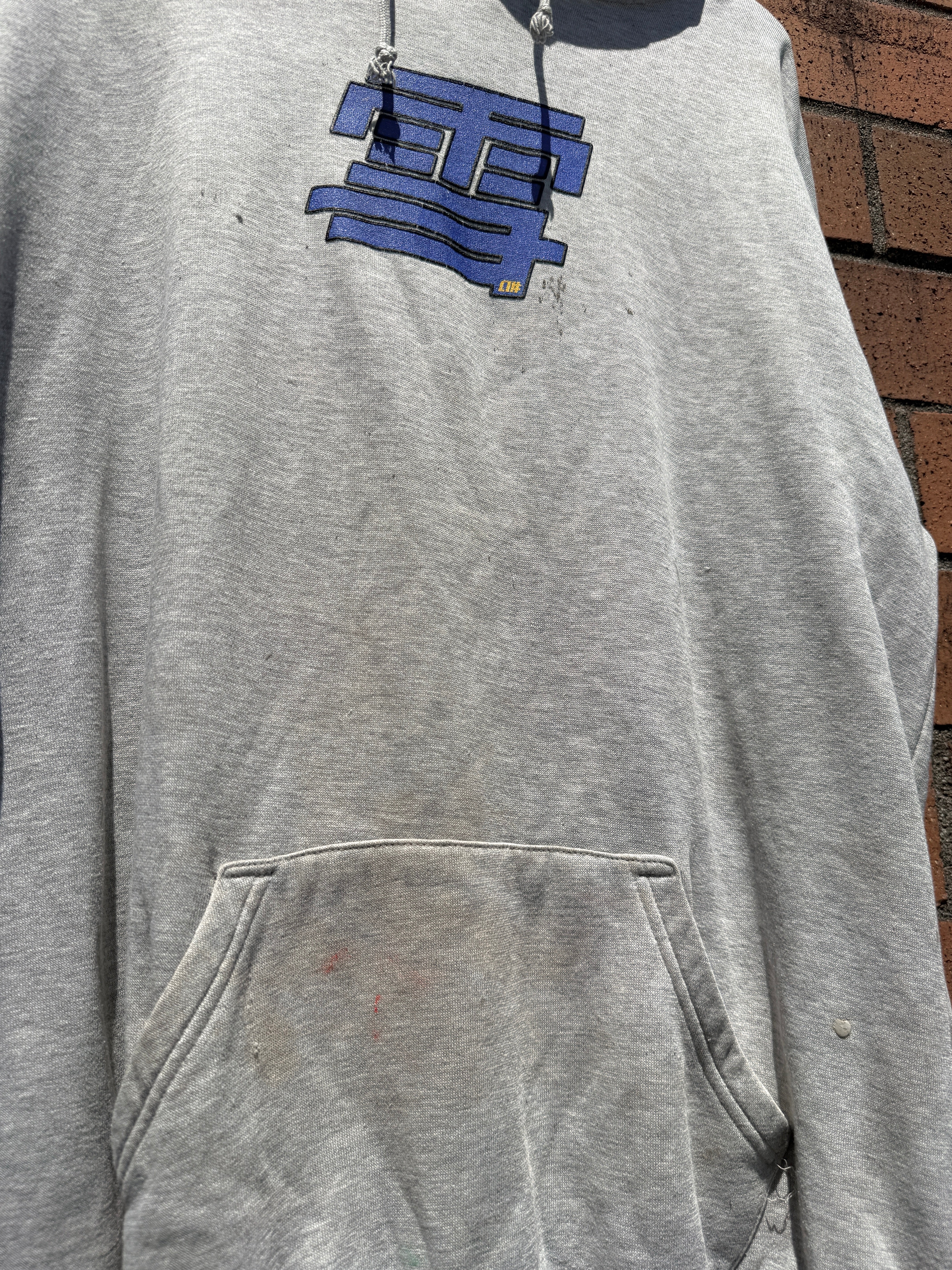 Y2K Alphanumeric Grey / Blue Hoodie Size XL