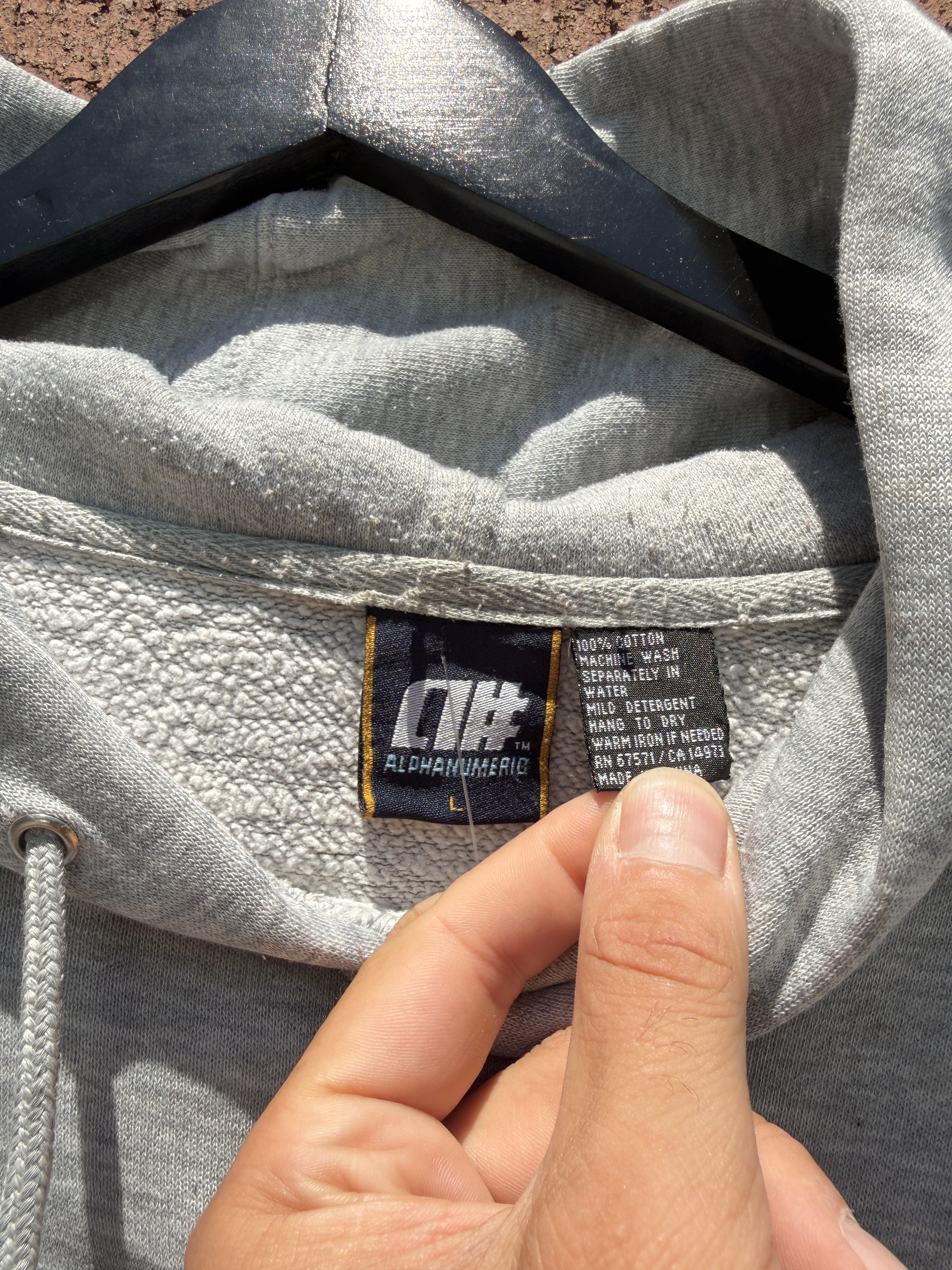 Y2K Alphanumeric Grey / Blue Hoodie Size XL