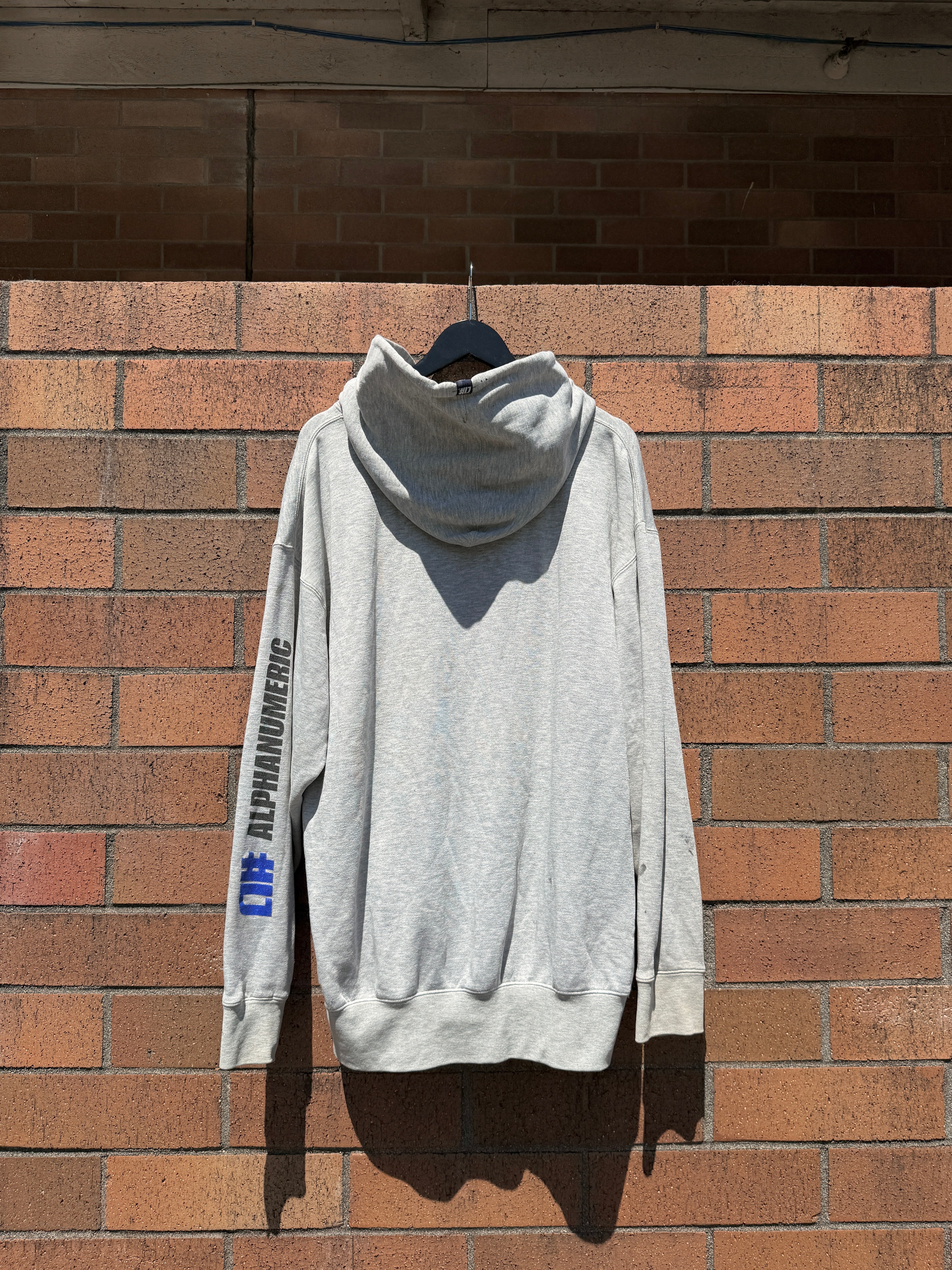 Y2K Alphanumeric Grey / Blue Hoodie Size XL