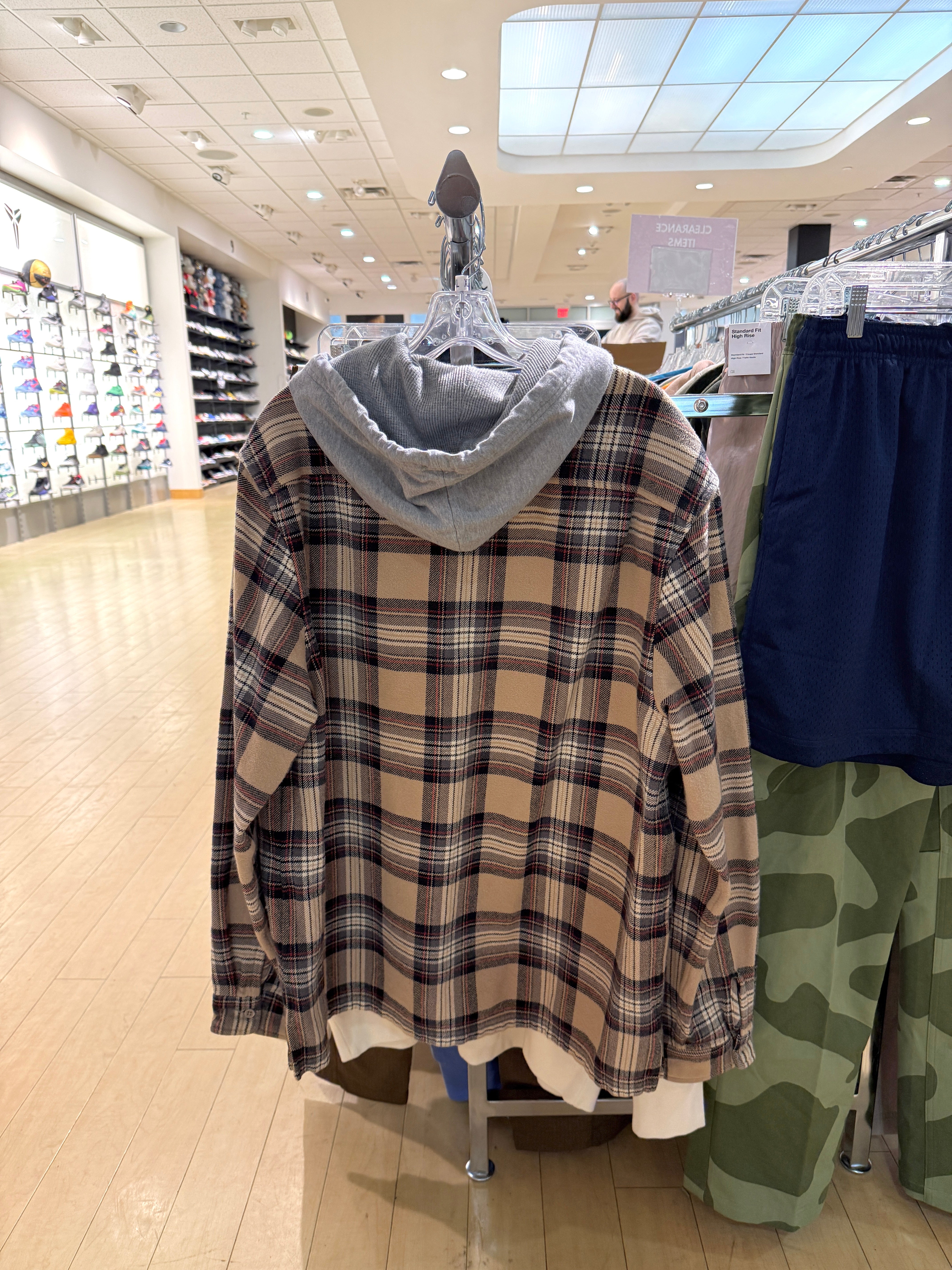 Supreme Hooded Plaid Half Zip Sweatshirt Tan FW16 Sz XL USED