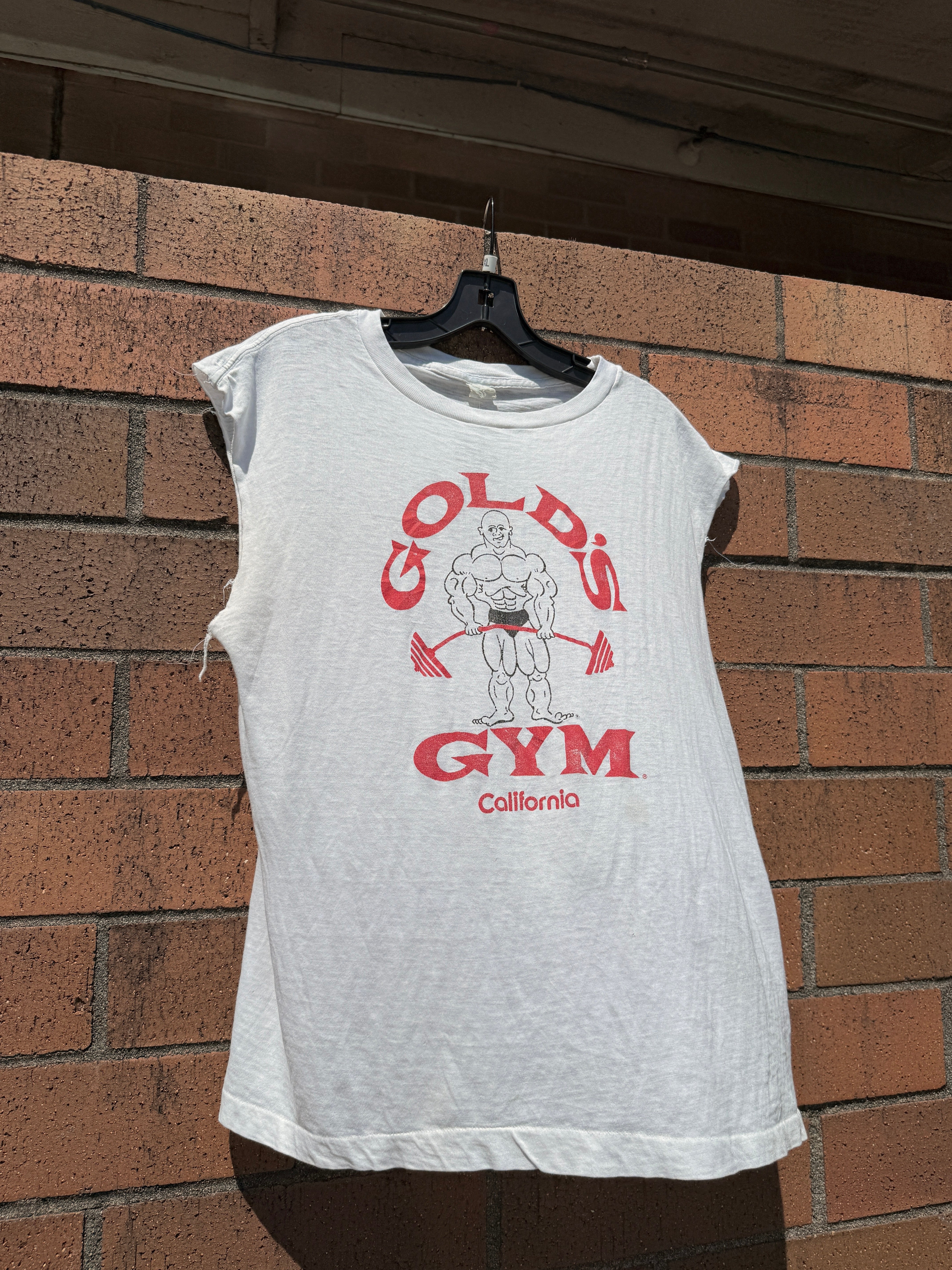 80s Gold's Gym California White / Red Muscle Shirt Size XL
