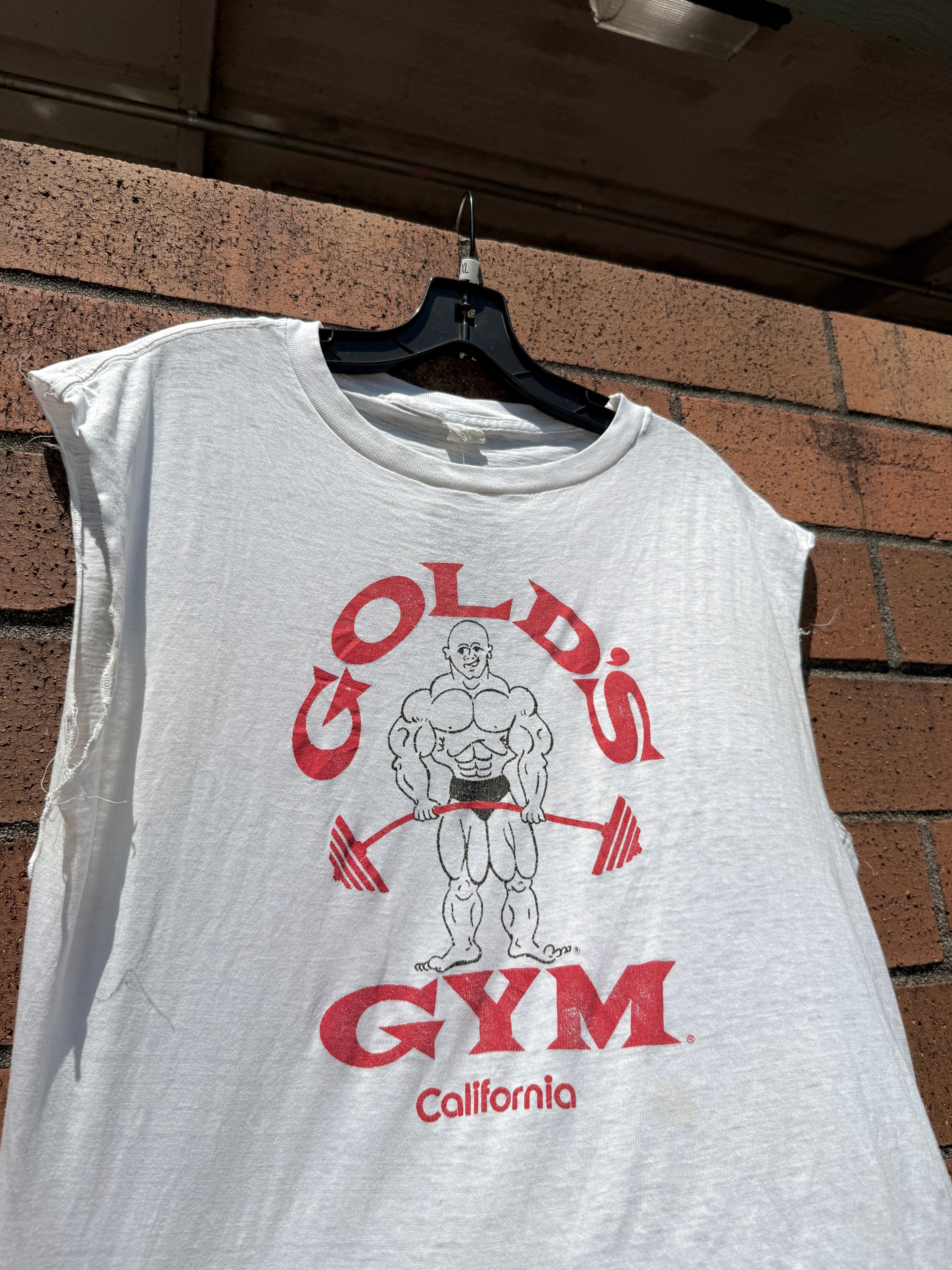 80s Gold's Gym California White / Red Muscle Shirt Size XL