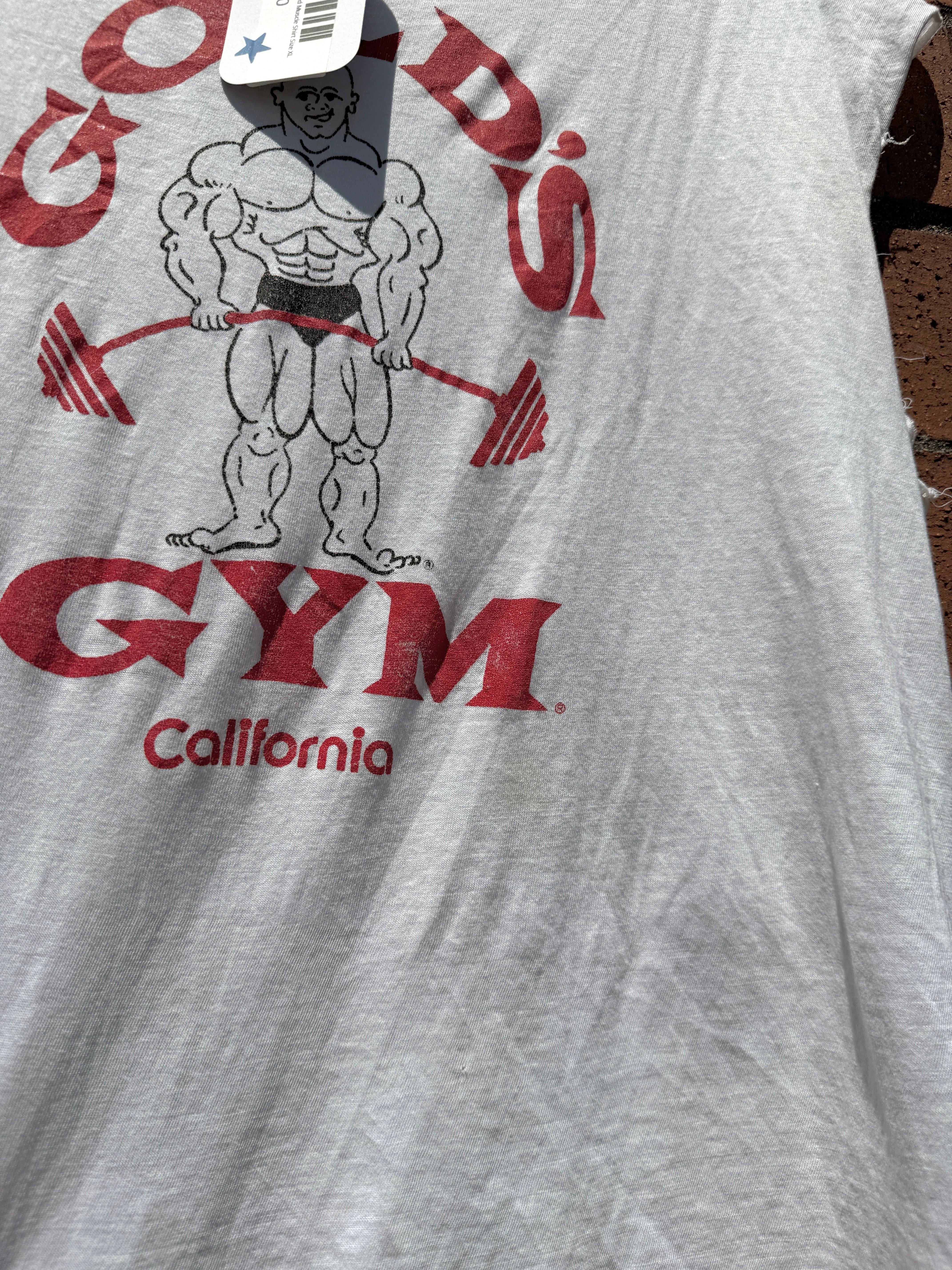 80s Gold's Gym California White / Red Muscle Shirt Size XL