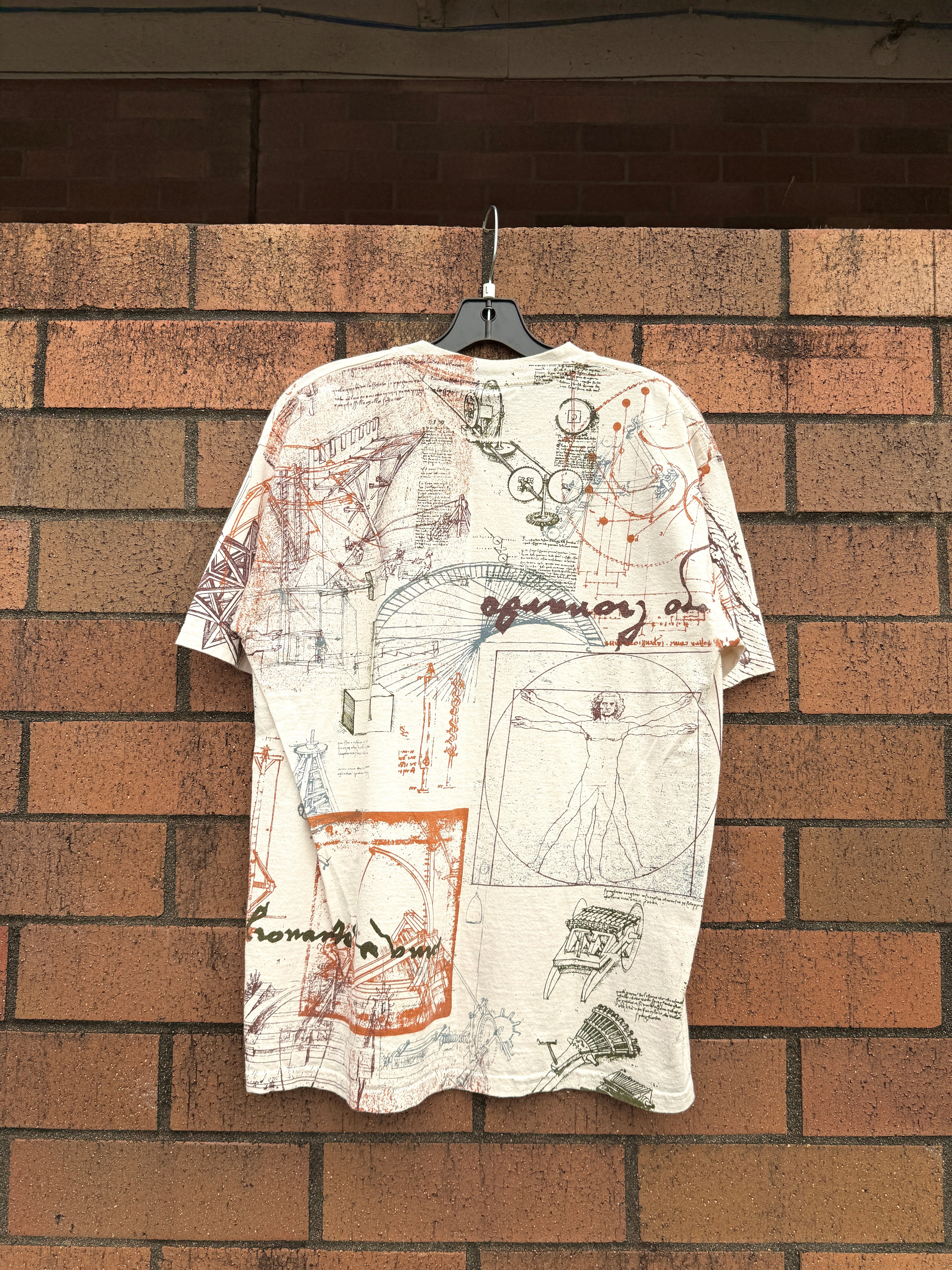 Y2K Computer Gear Da Vinci AOP Tee Size L