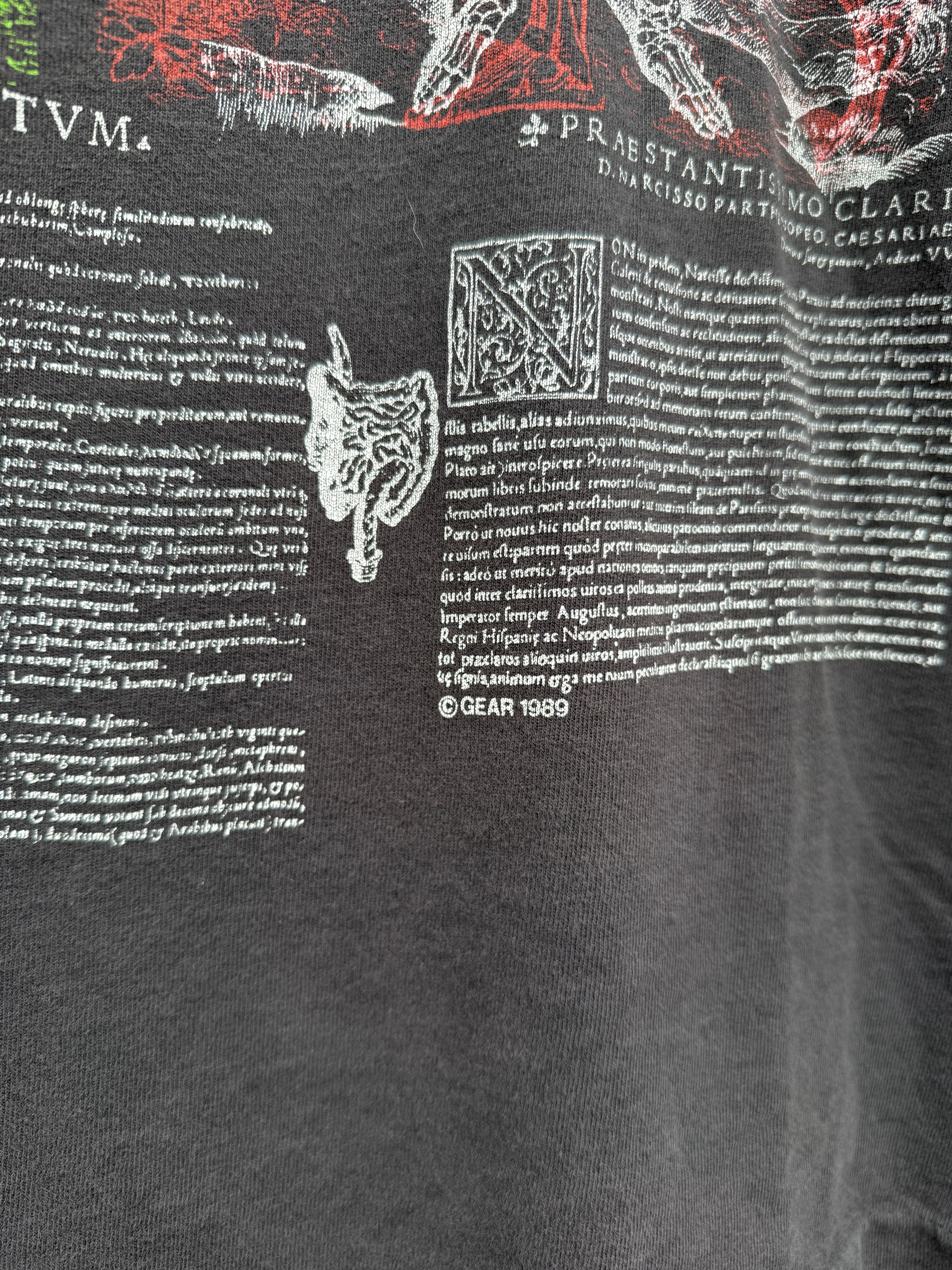 1989 Latin Anatomical Sketch AOP Tee Size L