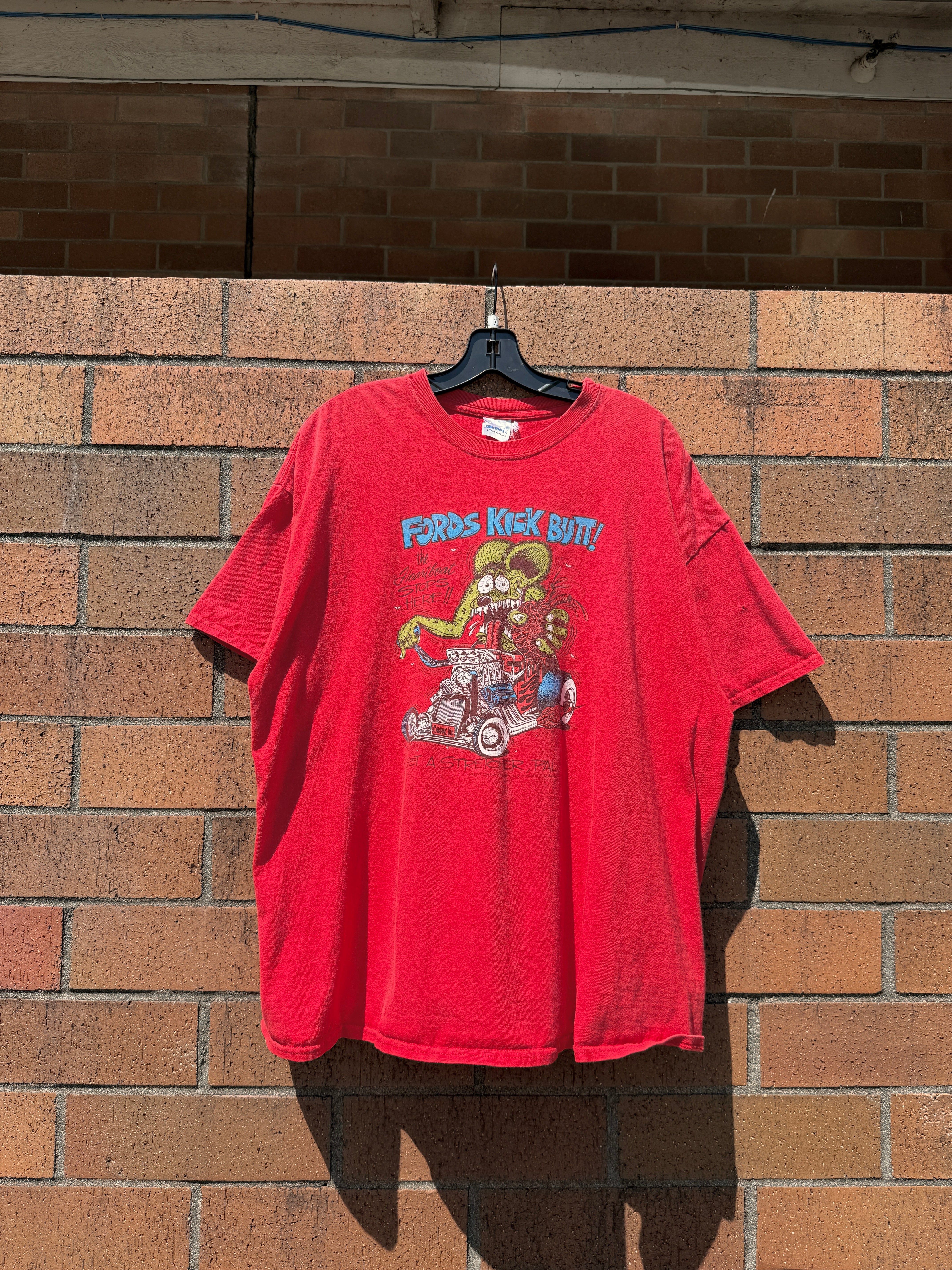2011 Rat Fink Fords Kick Butt Tee Red Size XL