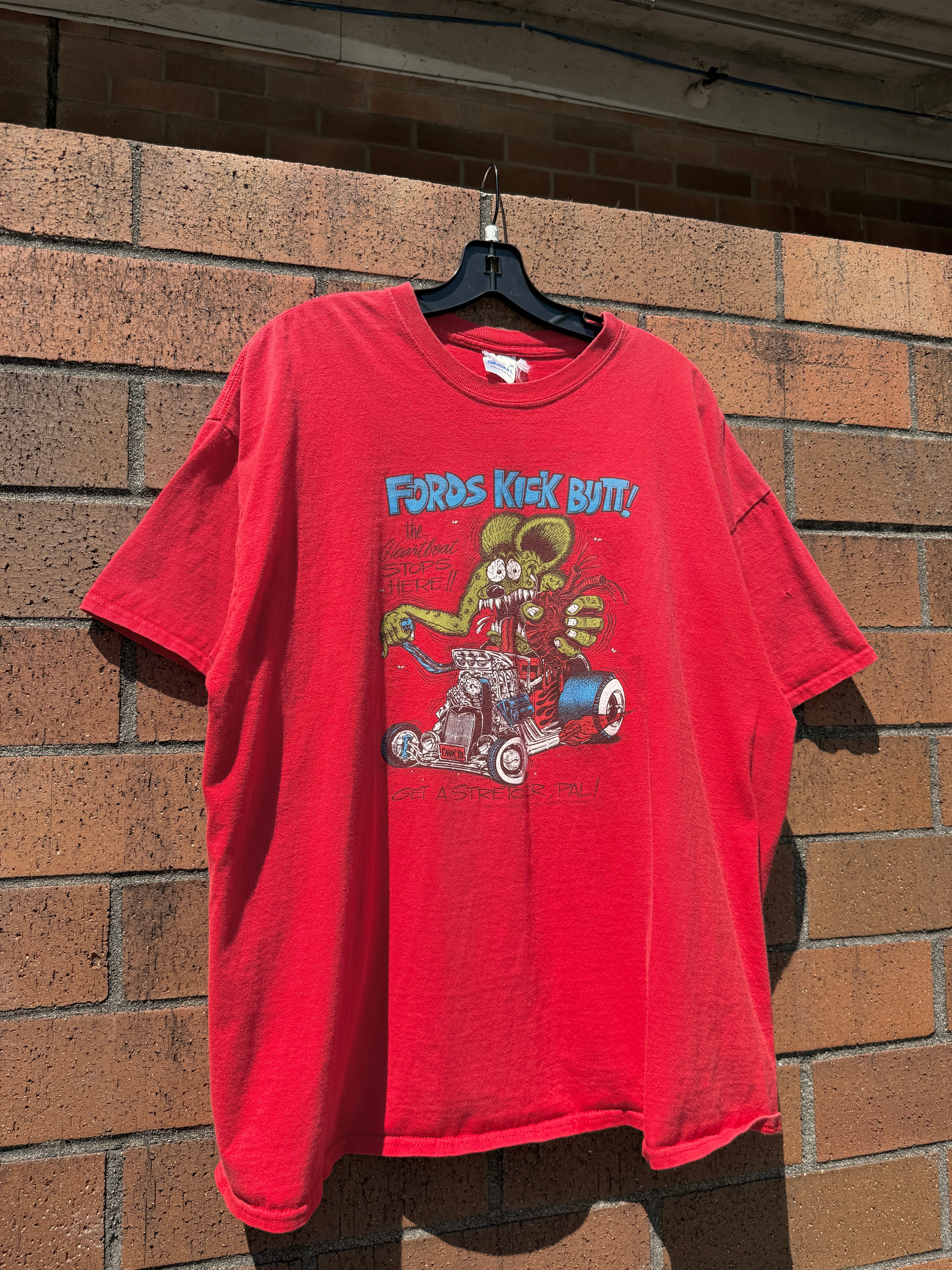2011 Rat Fink Fords Kick Butt Tee Red Size XL