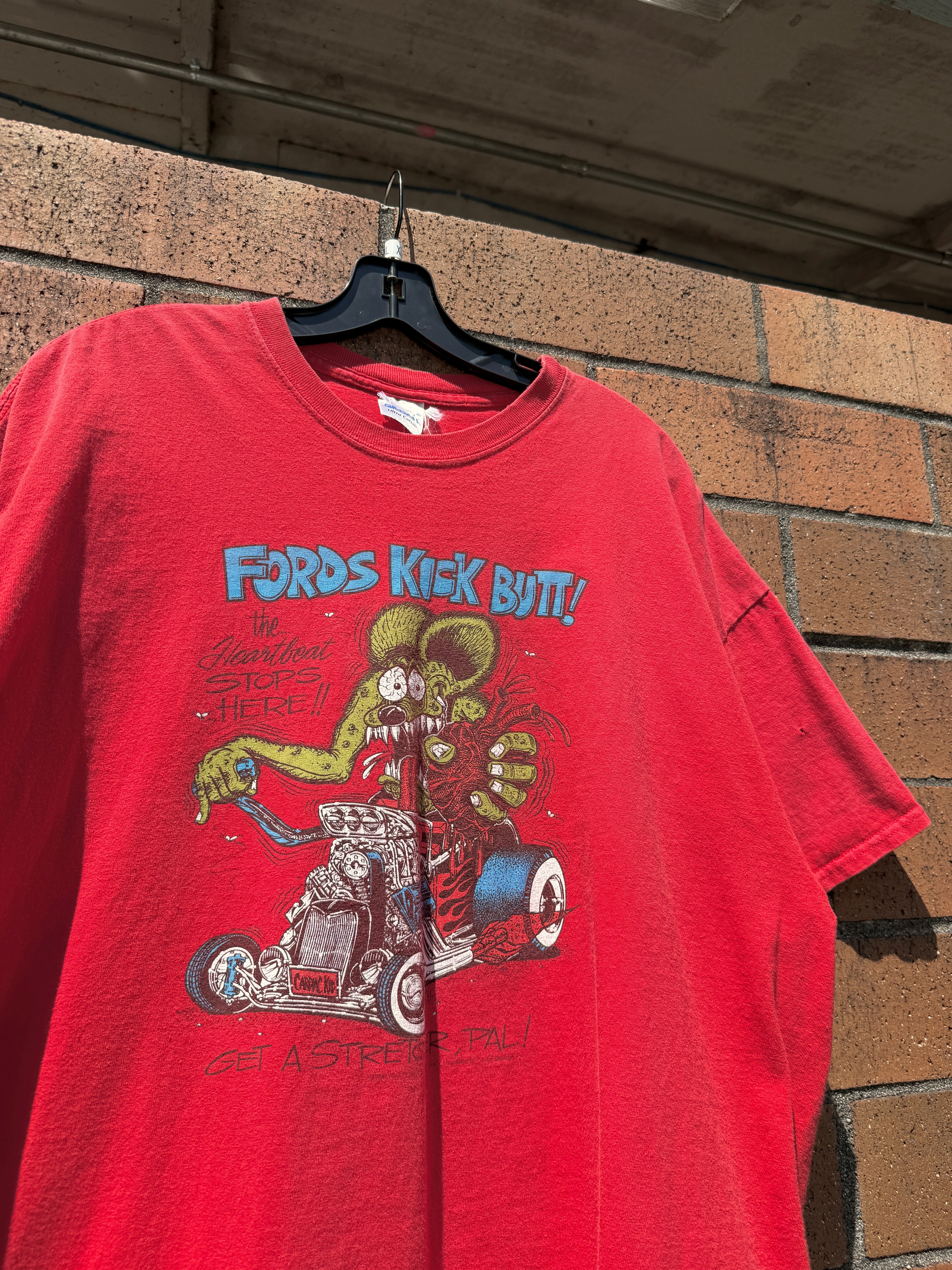 2011 Rat Fink Fords Kick Butt Tee Red Size XL