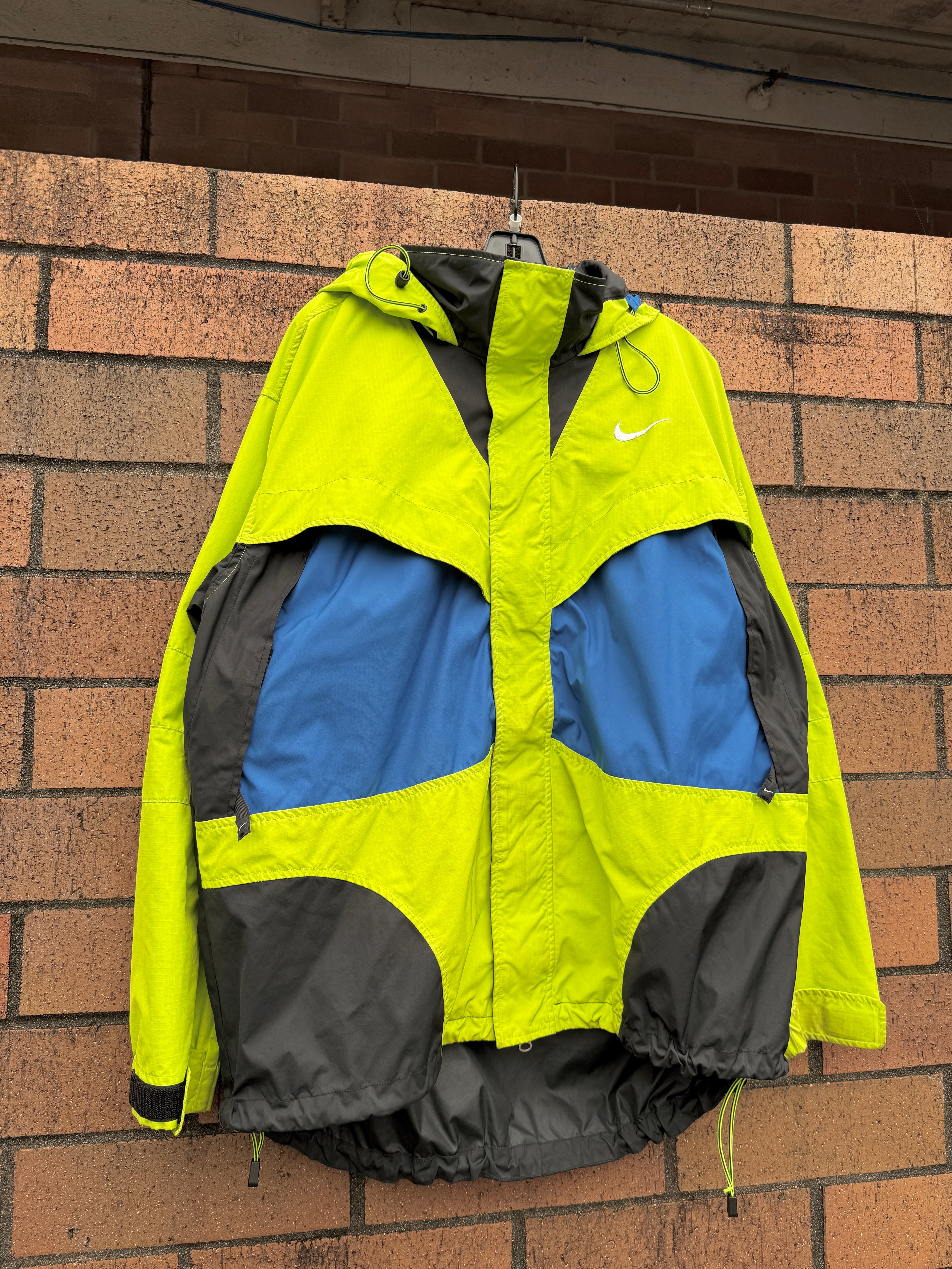 2007 Nike ACG Volt Green / Blue Packable Jacket Sz L