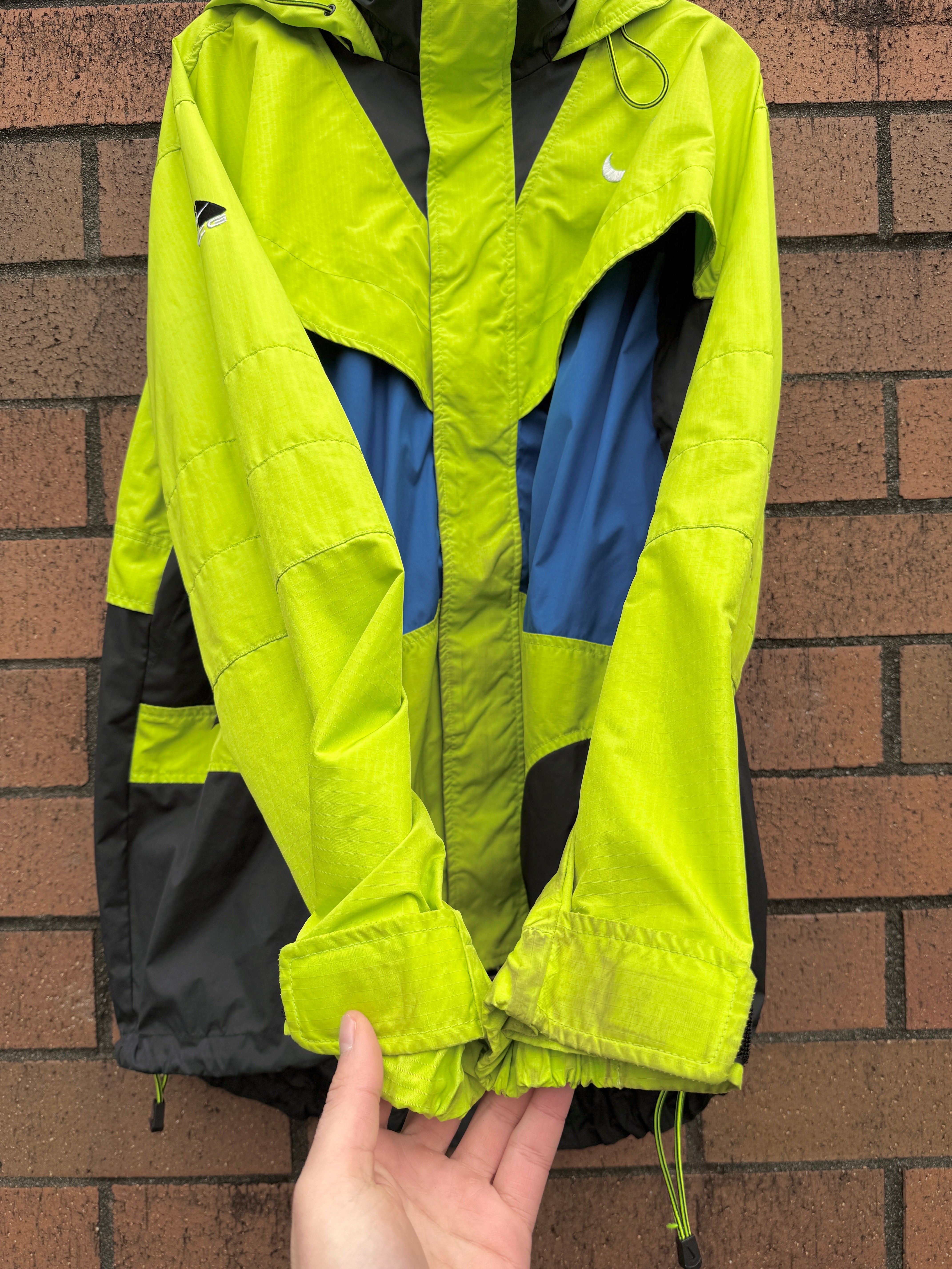 2007 Nike ACG Volt Green / Blue Packable Jacket Sz L