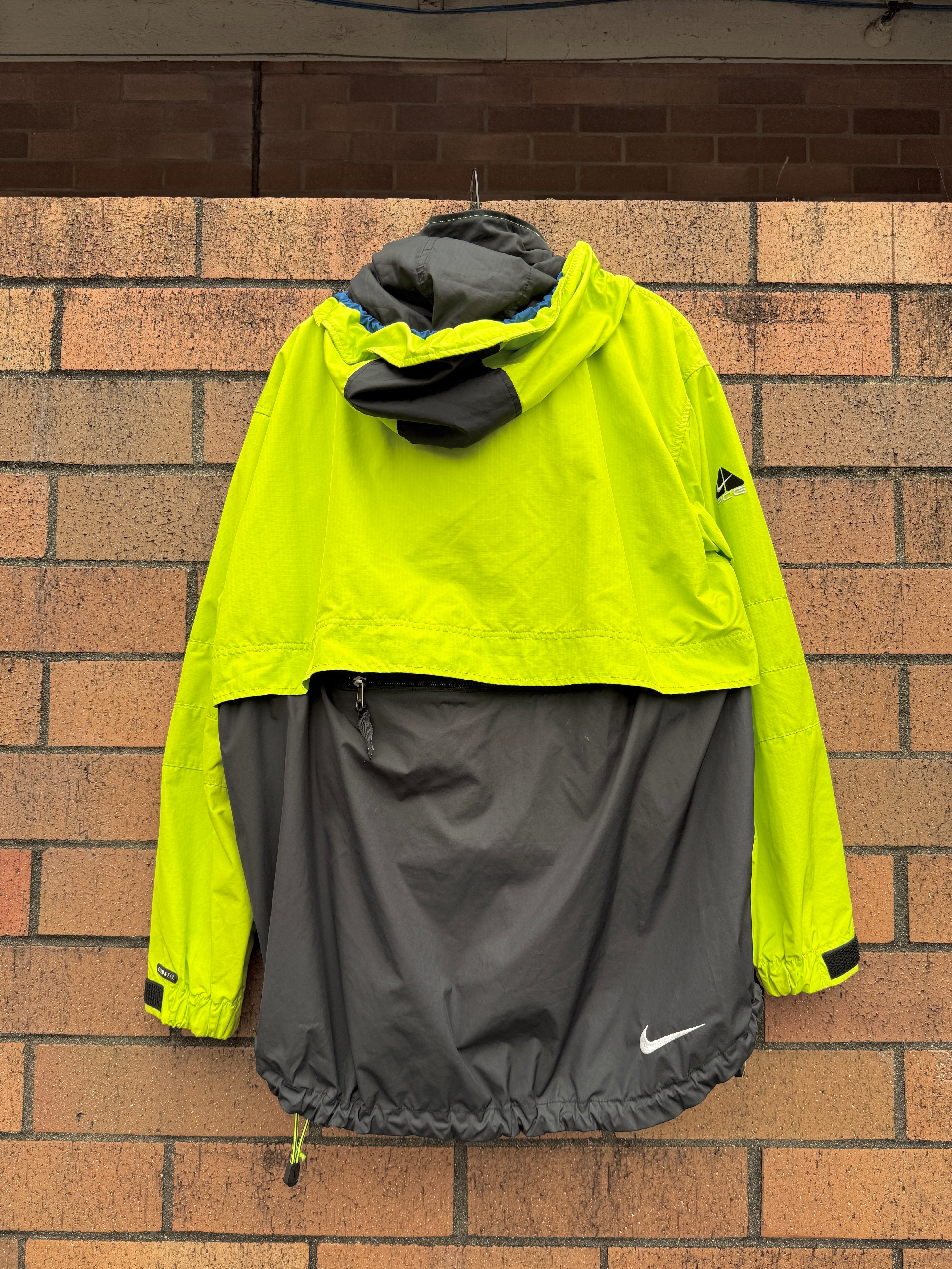 2007 Nike ACG Volt Green / Blue Packable Jacket Sz L