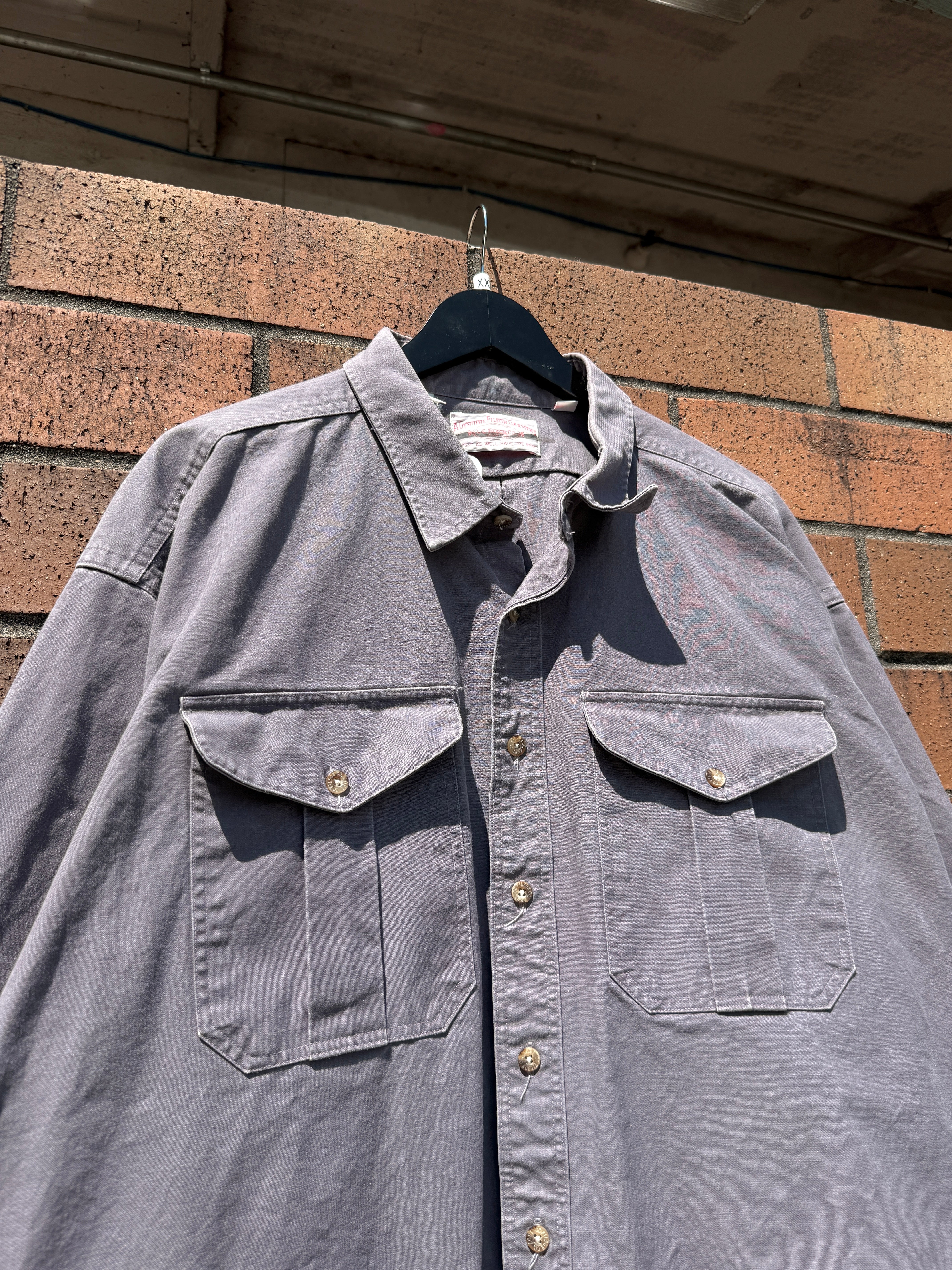 1995 Filson Charcoal Plum Shelter Cloth Button Up Shirt Size 3XL