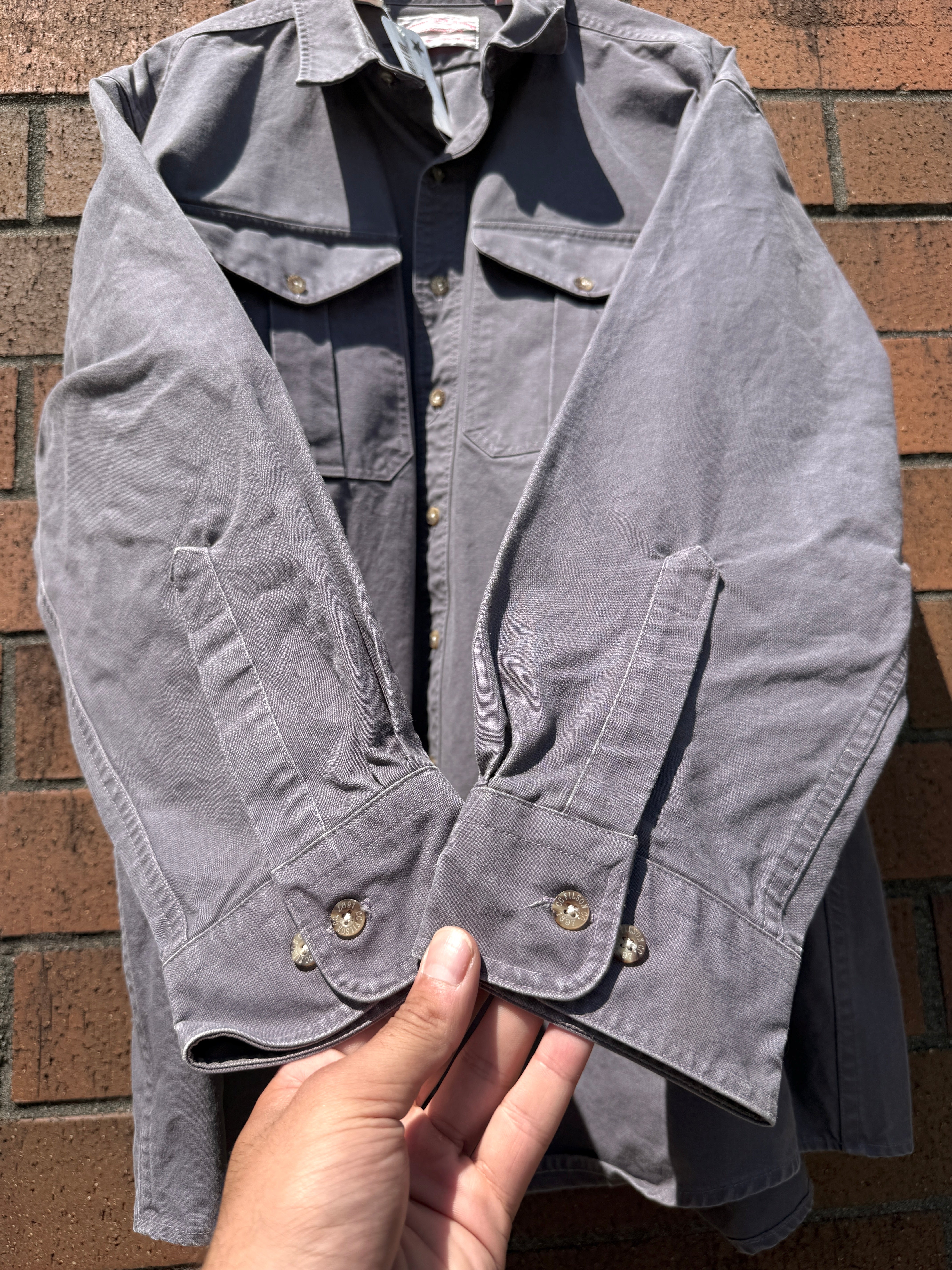1995 Filson Charcoal Plum Shelter Cloth Button Up Shirt Size 3XL