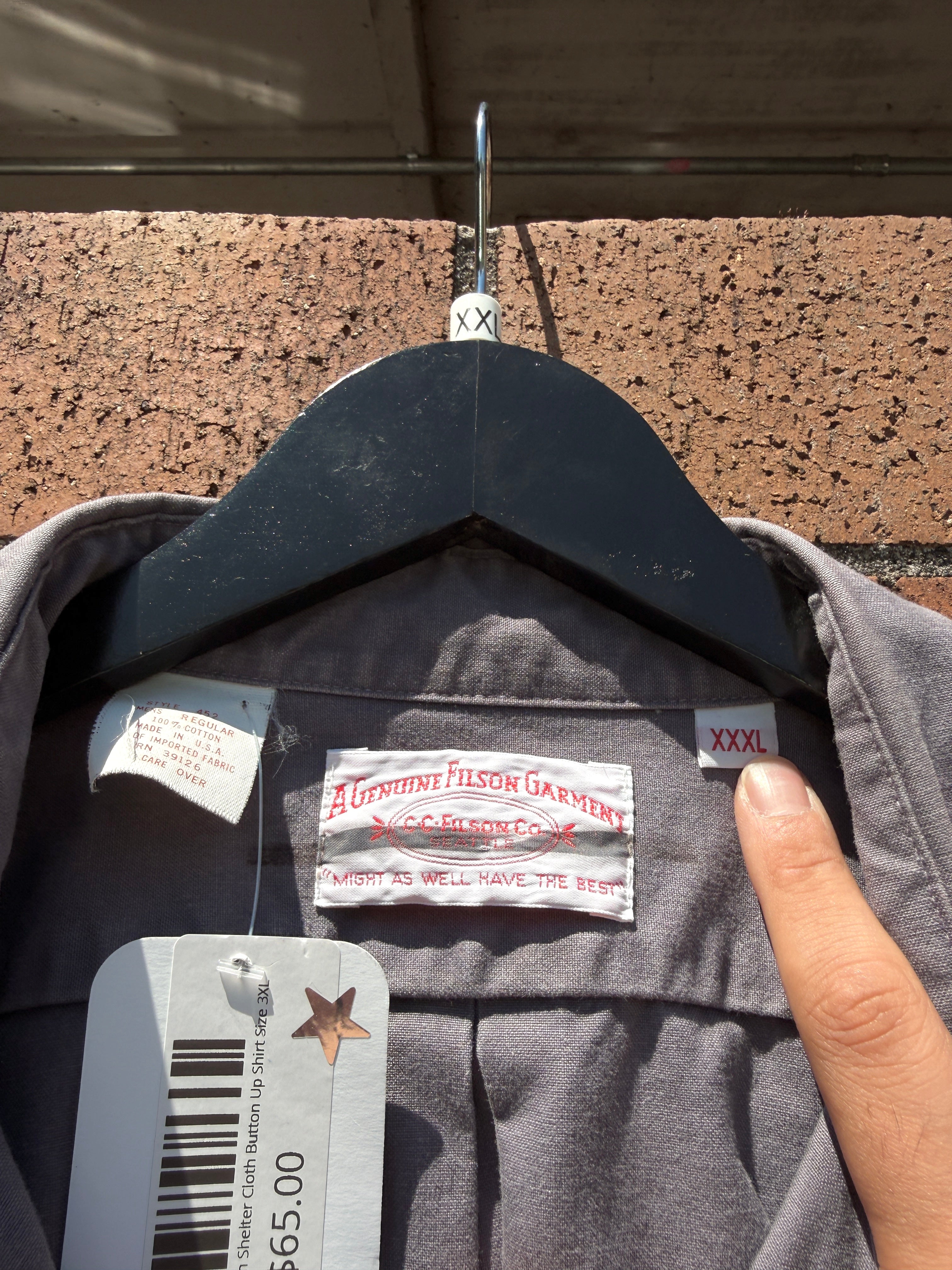 1995 Filson Charcoal Plum Shelter Cloth Button Up Shirt Size 3XL