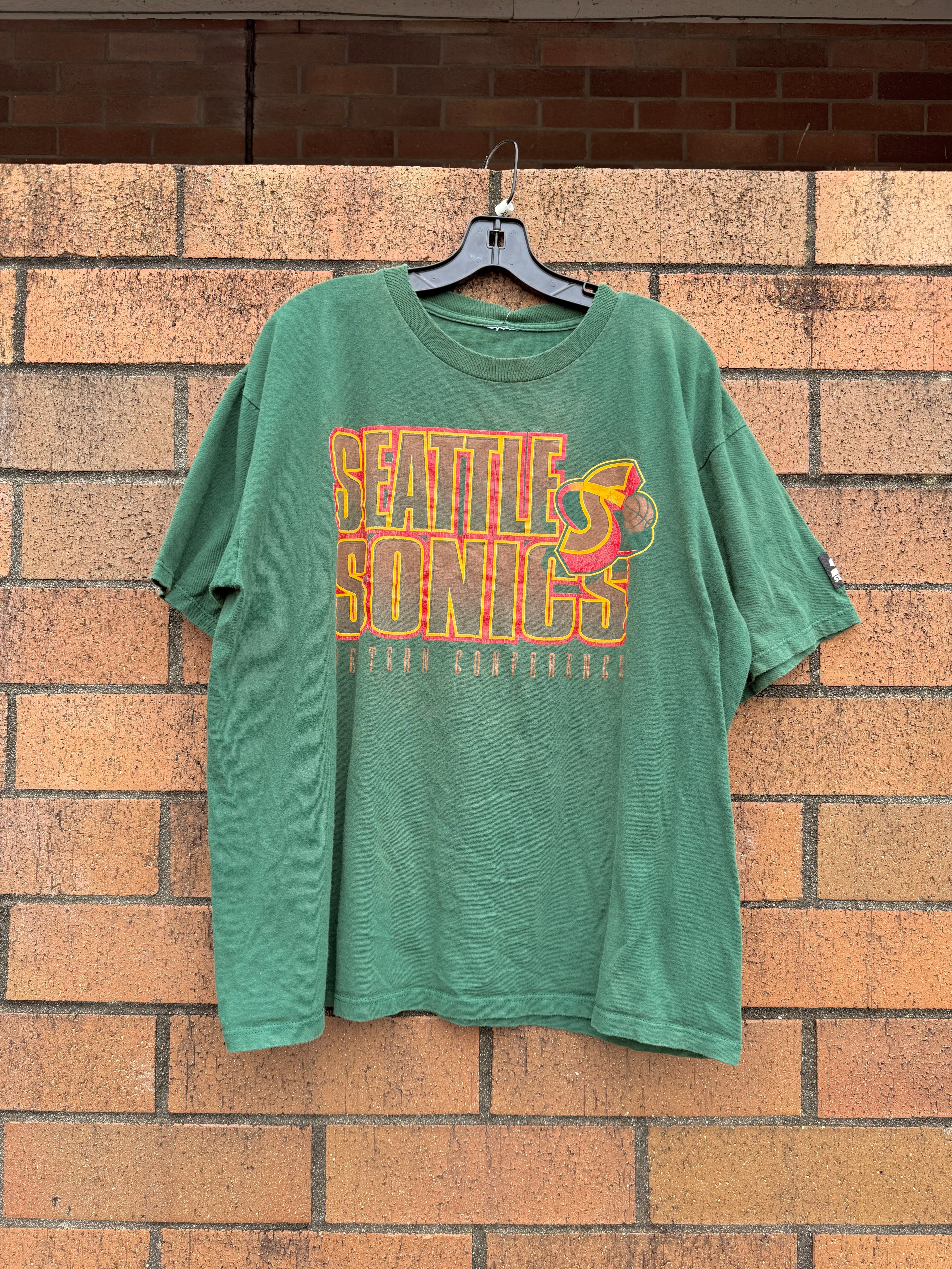 90s Starter Seattle Sonics Western Conference Tee Green Size XL