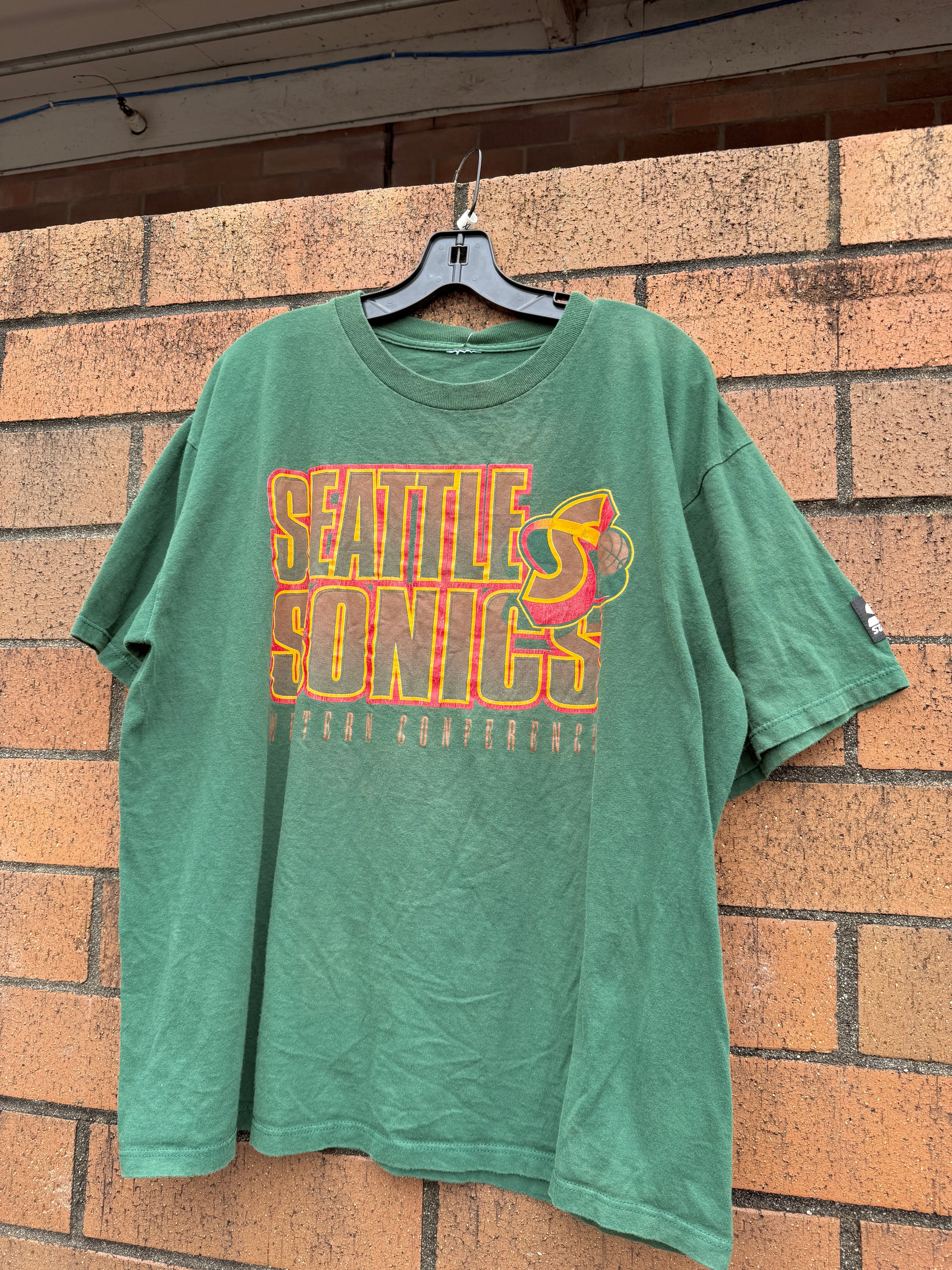 90s Starter Seattle Sonics Western Conference Tee Green Size XL