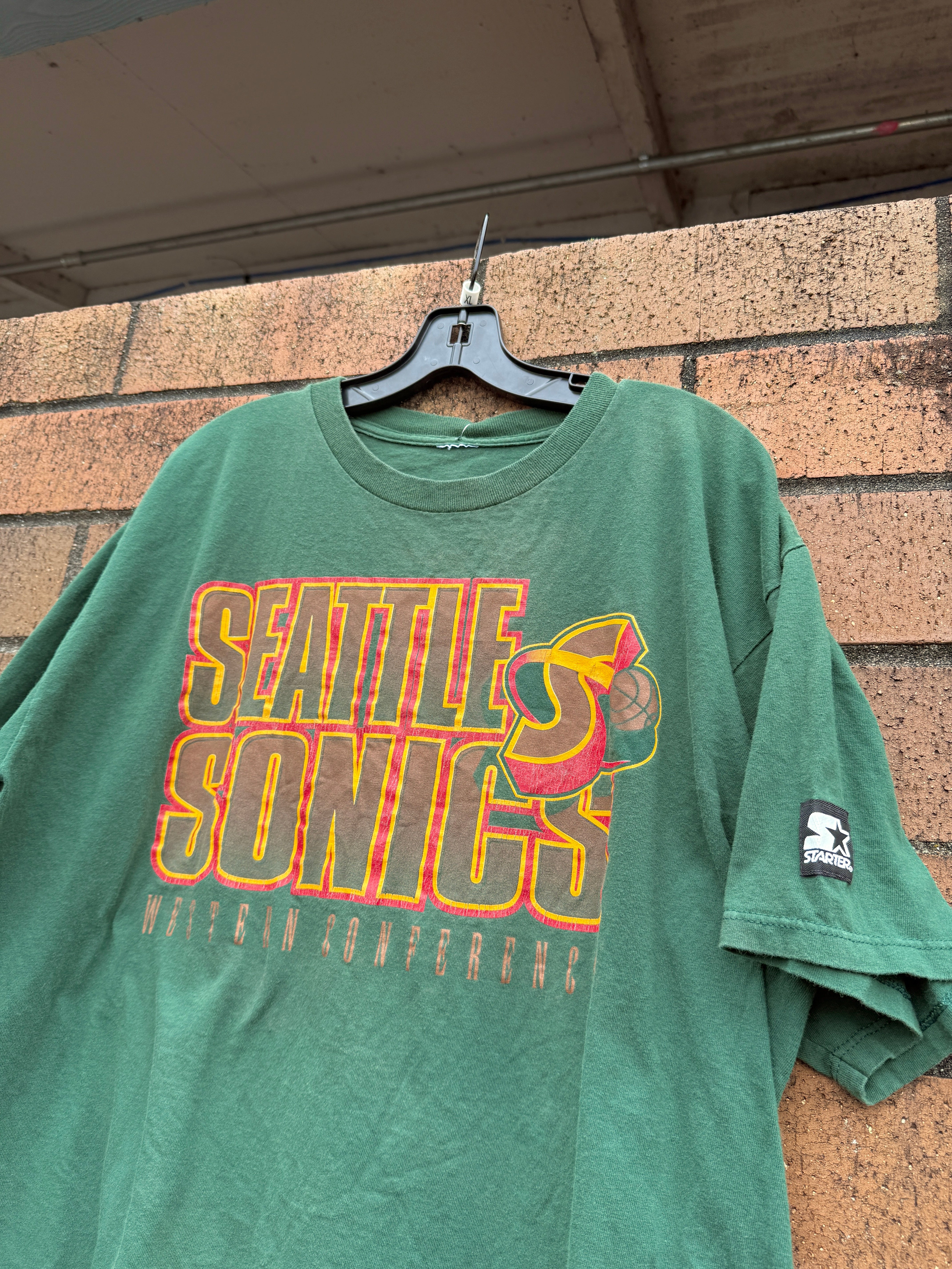 90s Starter Seattle Sonics Western Conference Tee Green Size XL