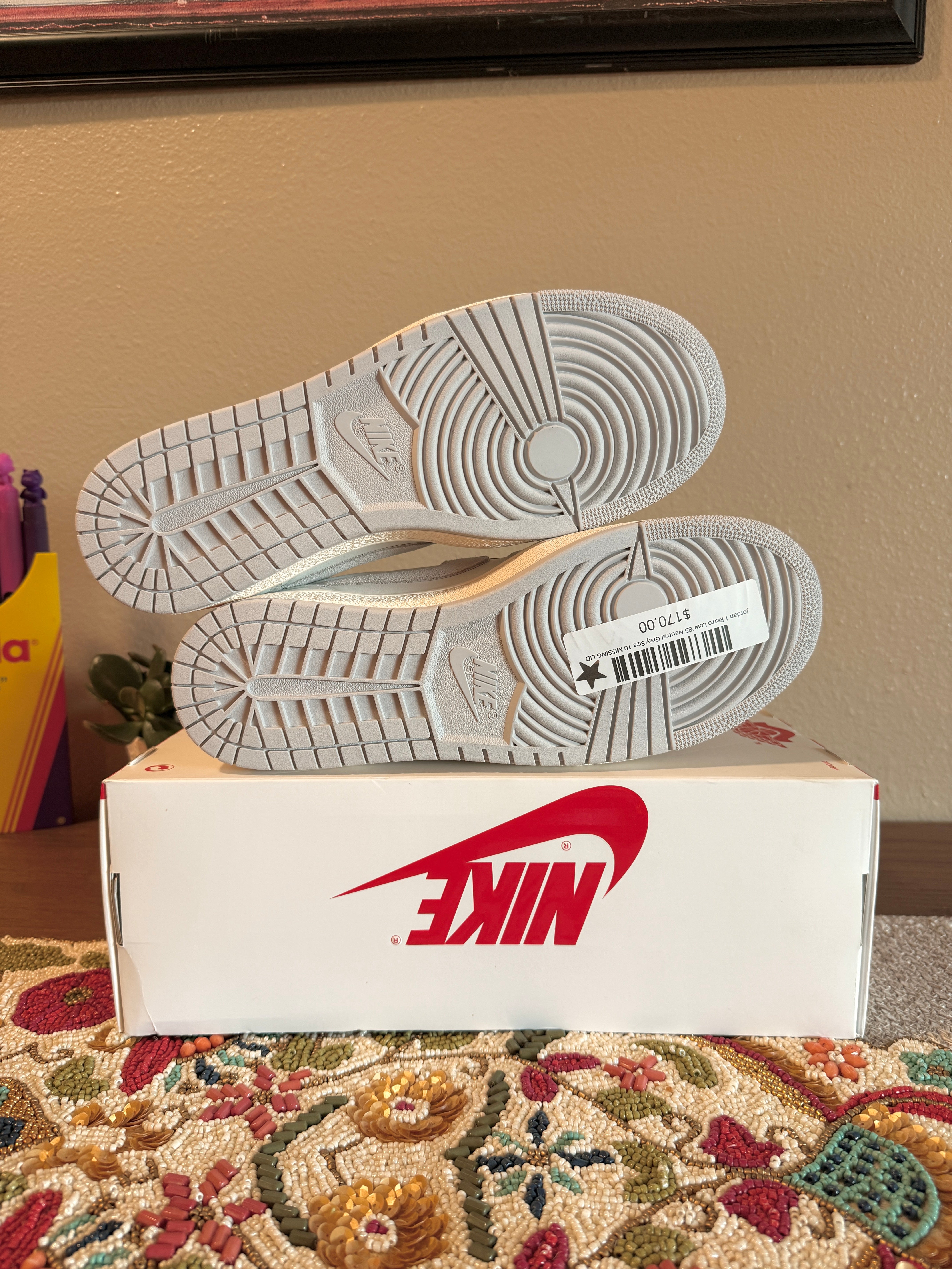 Jordan 1 Retro Low '85 Neutral Grey Size 10 MISSING LID