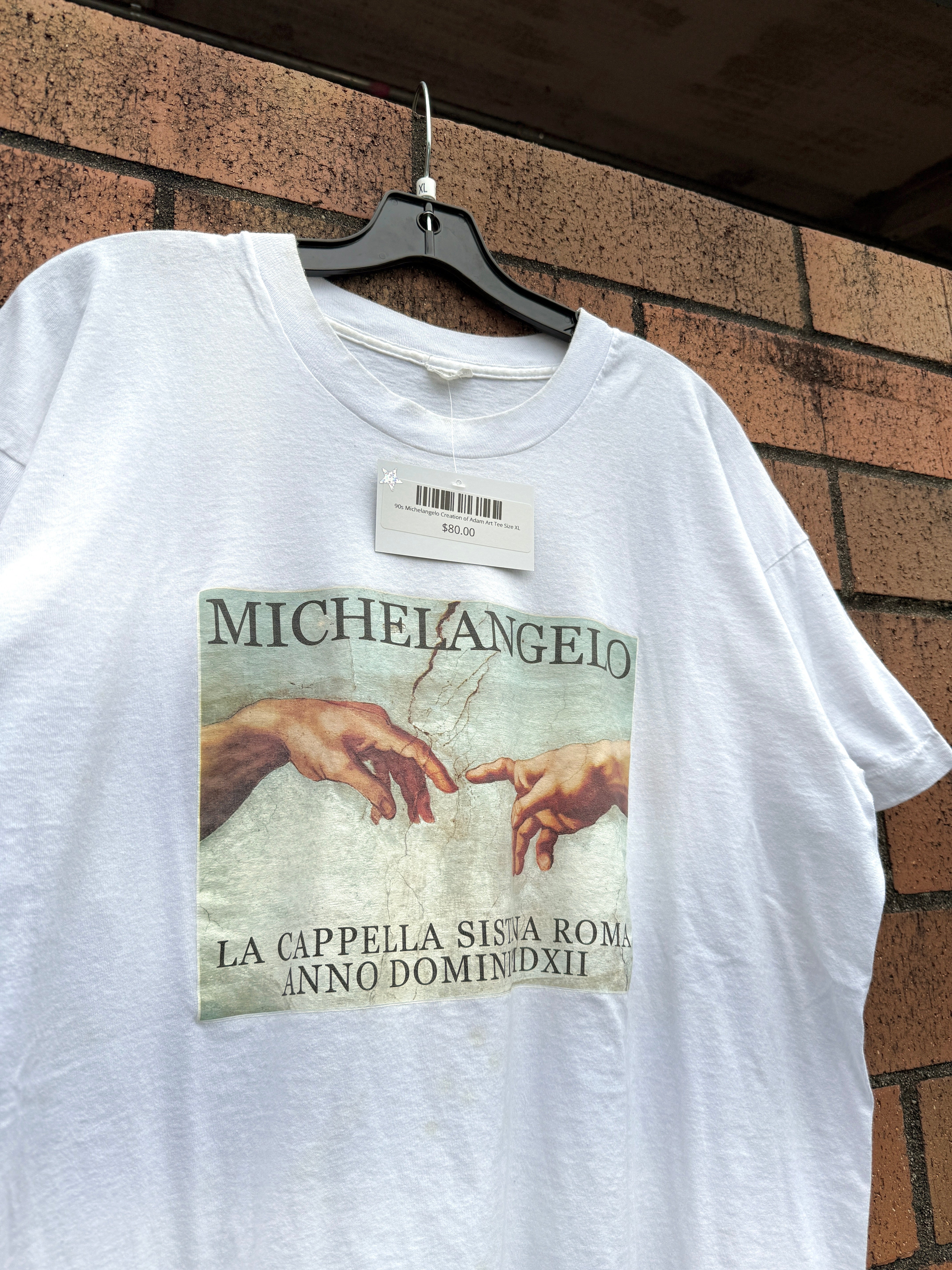 90s Michelangelo Creation of Adam Art Tee Size XL