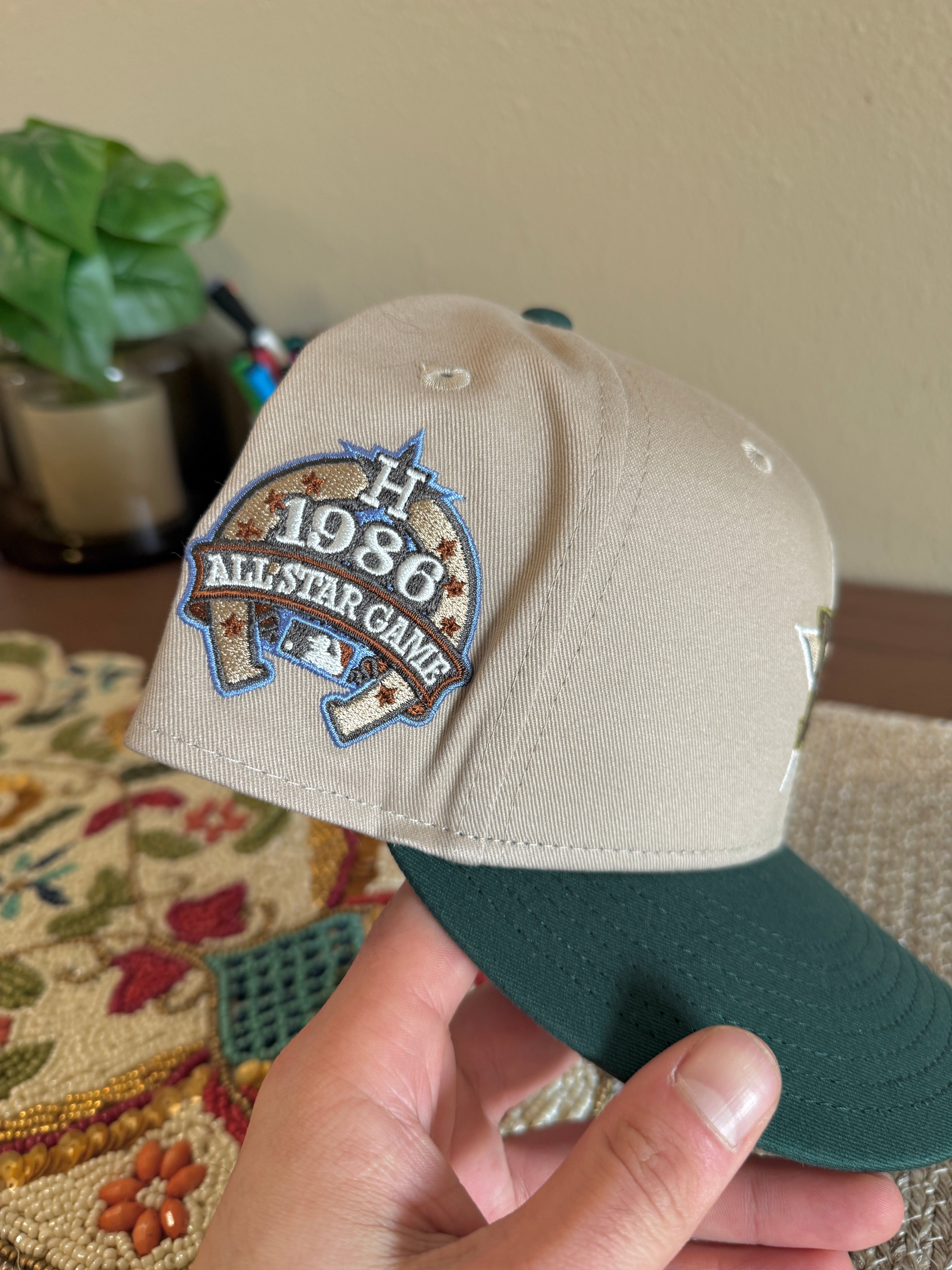 New Era Houston Astros Tree Bark Fill Fitted Hat USED Size 7 1/4