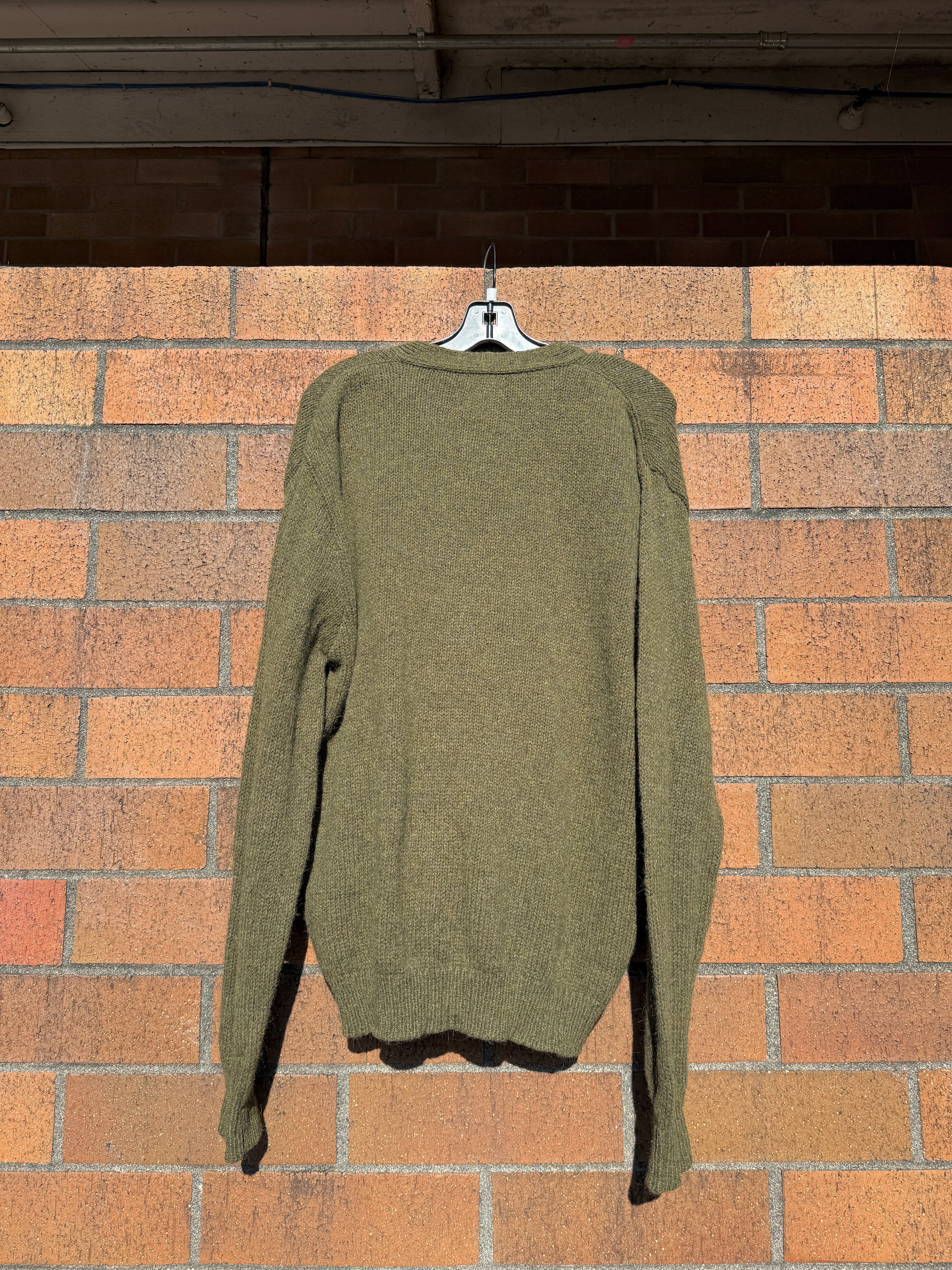 80s LL Bean Olive Green Wool Cardigan Sz L