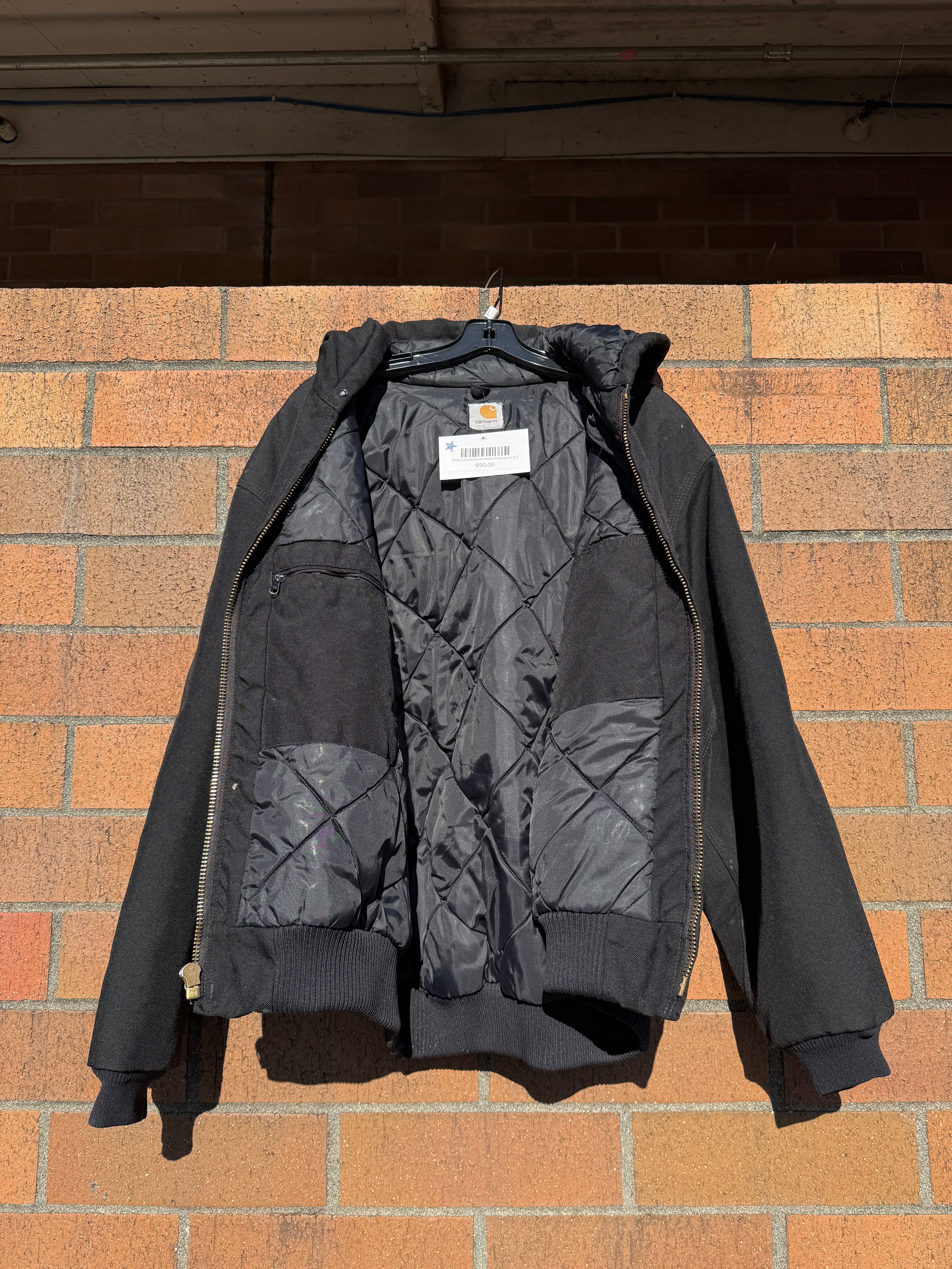 2010s Carhartt Black Hooded Active Jacket Sz L