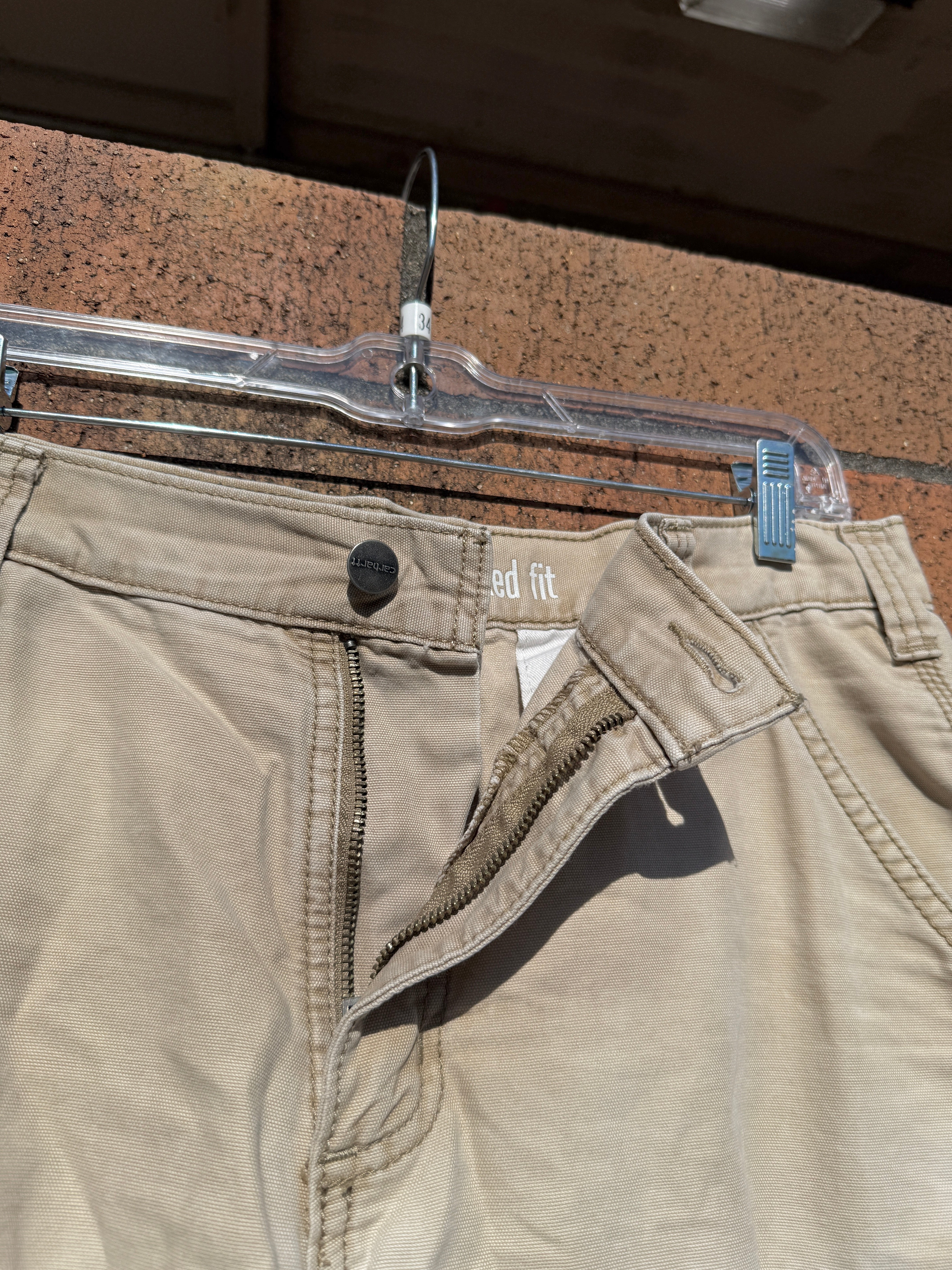 Y2K Carhartt Faded Beige Cargo Shorts Size 34