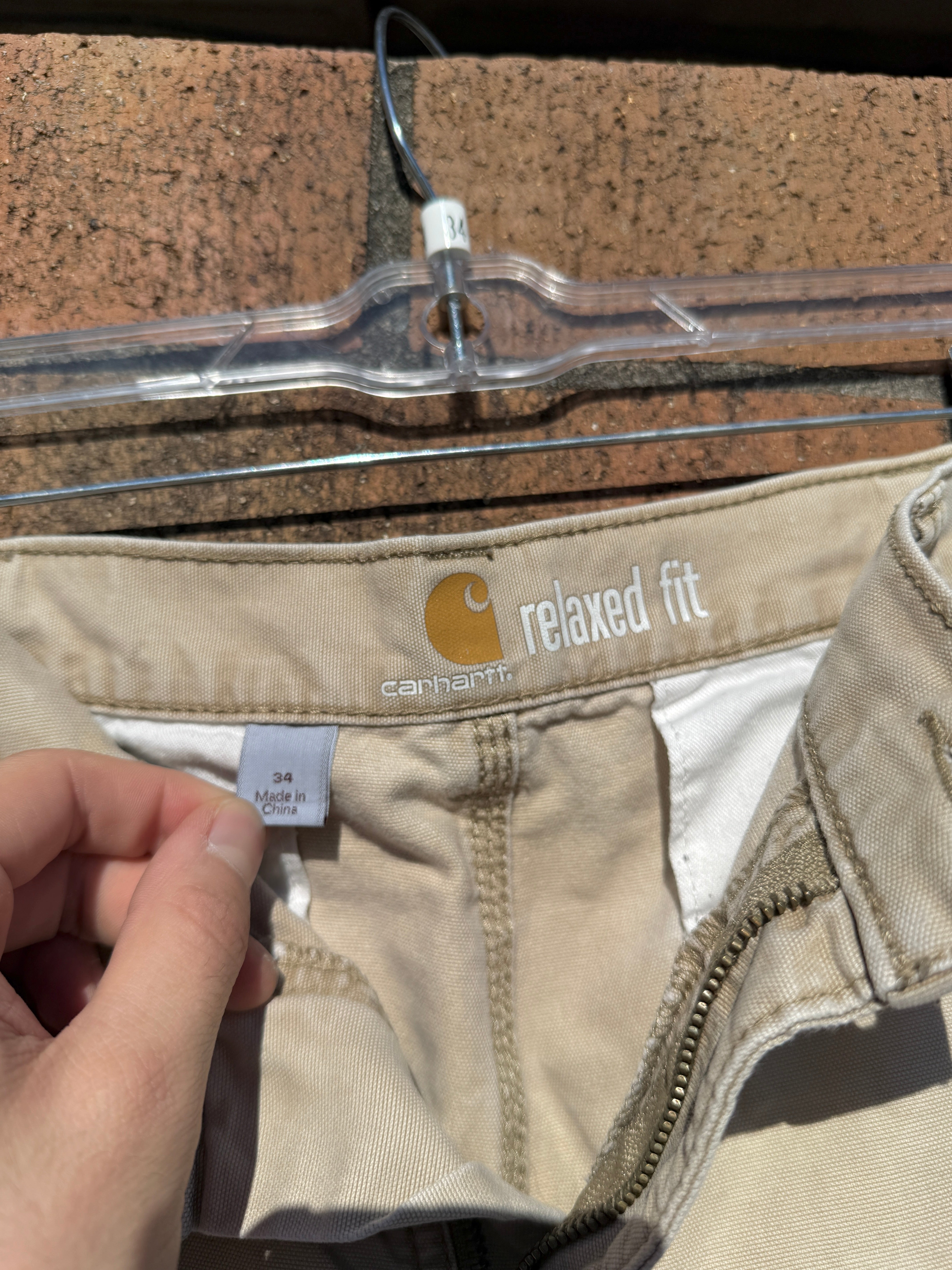 Y2K Carhartt Faded Beige Cargo Shorts Size 34