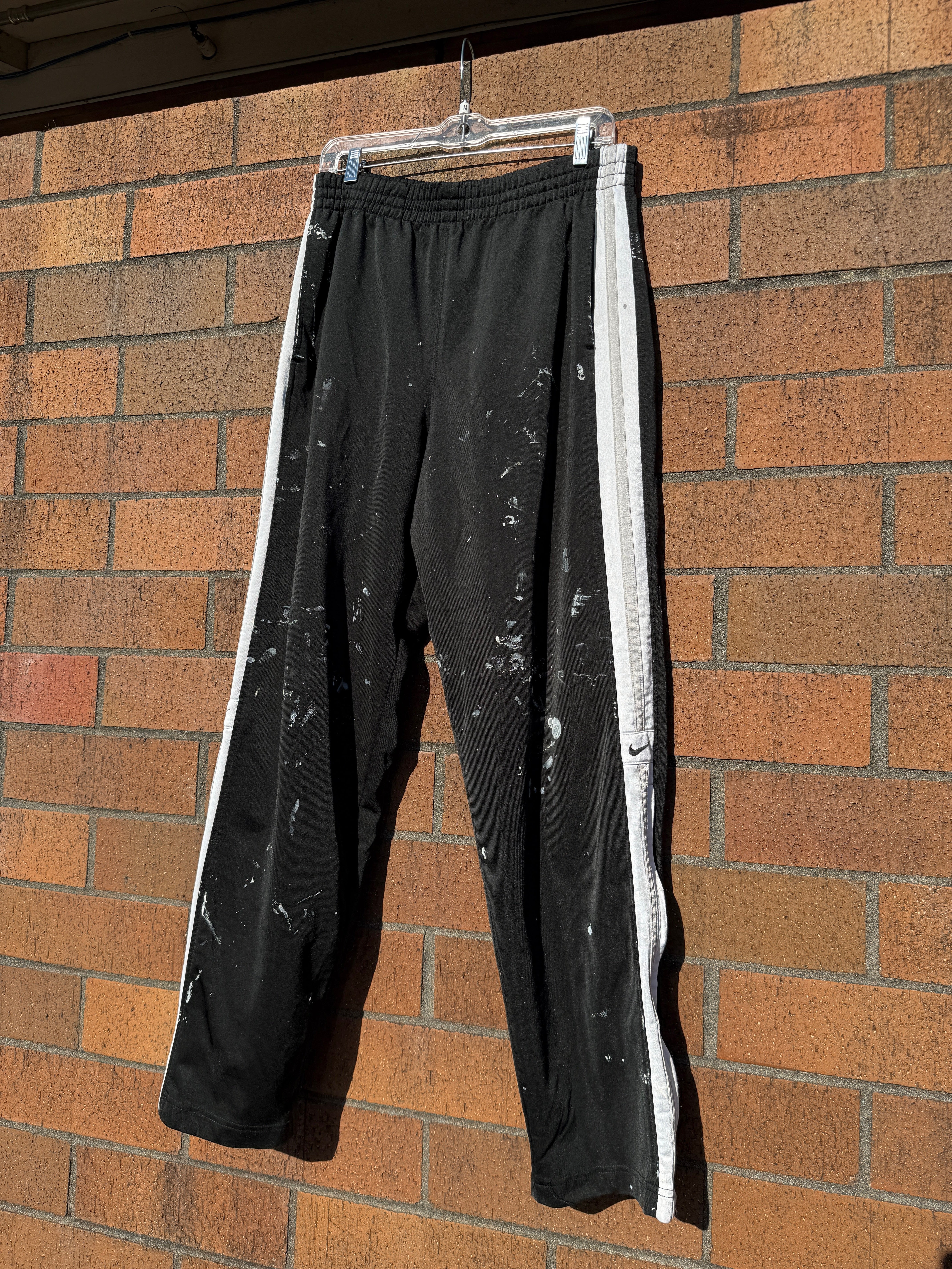 2000 Nike Black Paint Splatter Side Stripe Pants Sz M